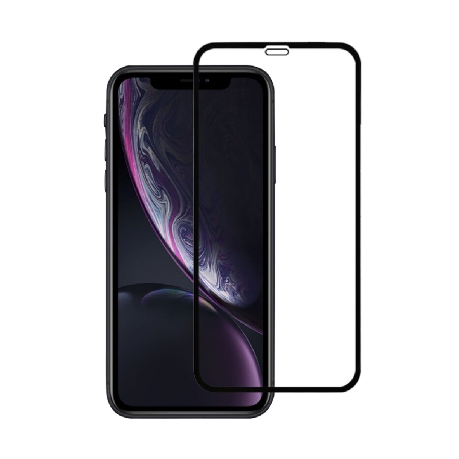 Smartphone mit angebrachter Displayschutzfolie, das Telefon und den Schutz zeigend.