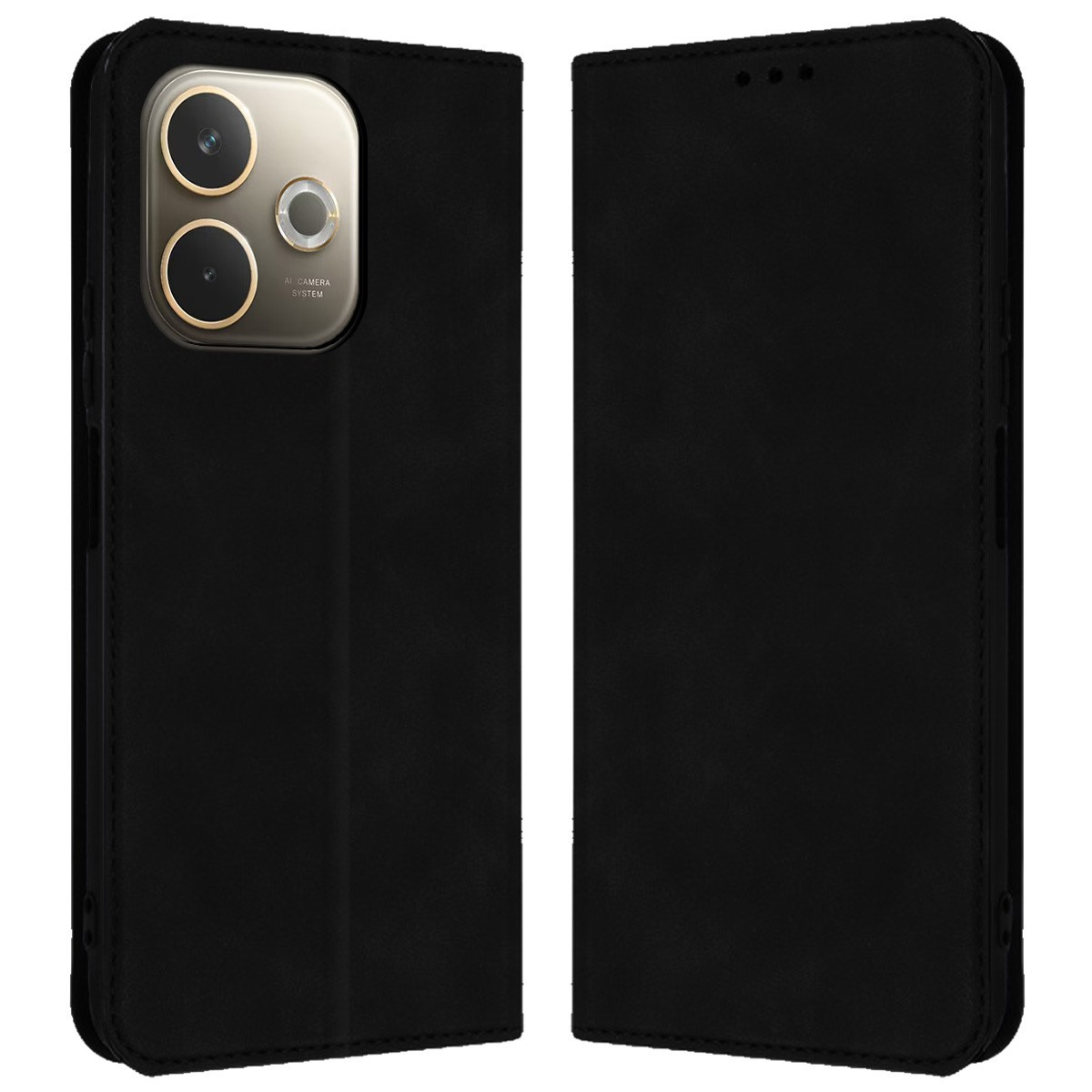 Una custodia per telefono con un design mimetico, che mostra le funzionalità della fotocamera del telefono.