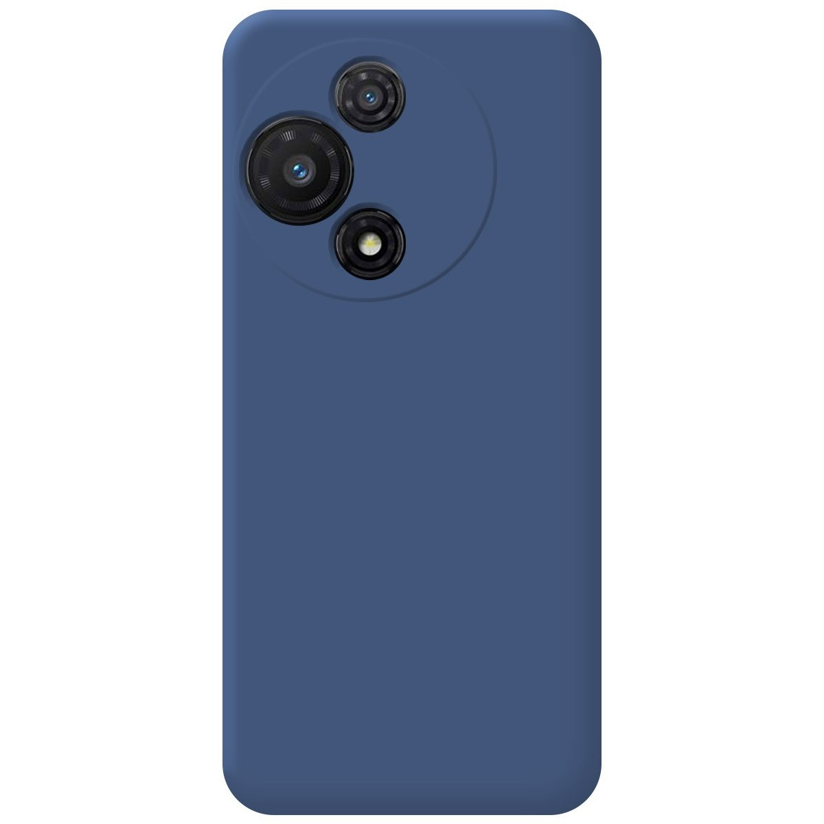 Custodia blu con le funzioni della fotocamera nell'angolo in alto a sinistra.