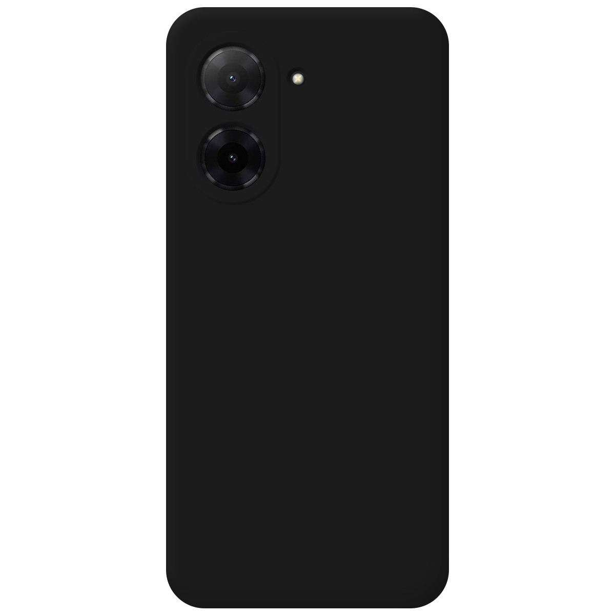 Custodia per telefono nera con due obiettivi e un flash.