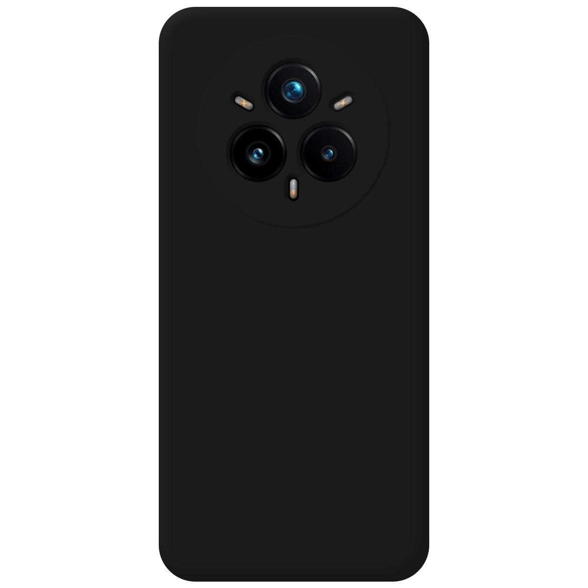 Custodia per telefono nera con tre obiettivi della fotocamera.