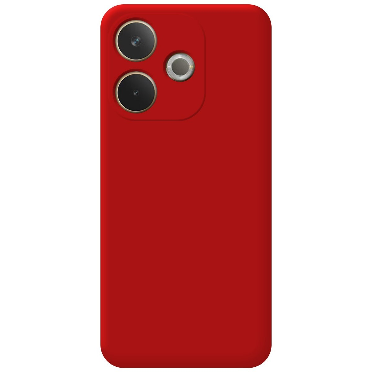 Custodia per telefono rossa con tre obiettivi.