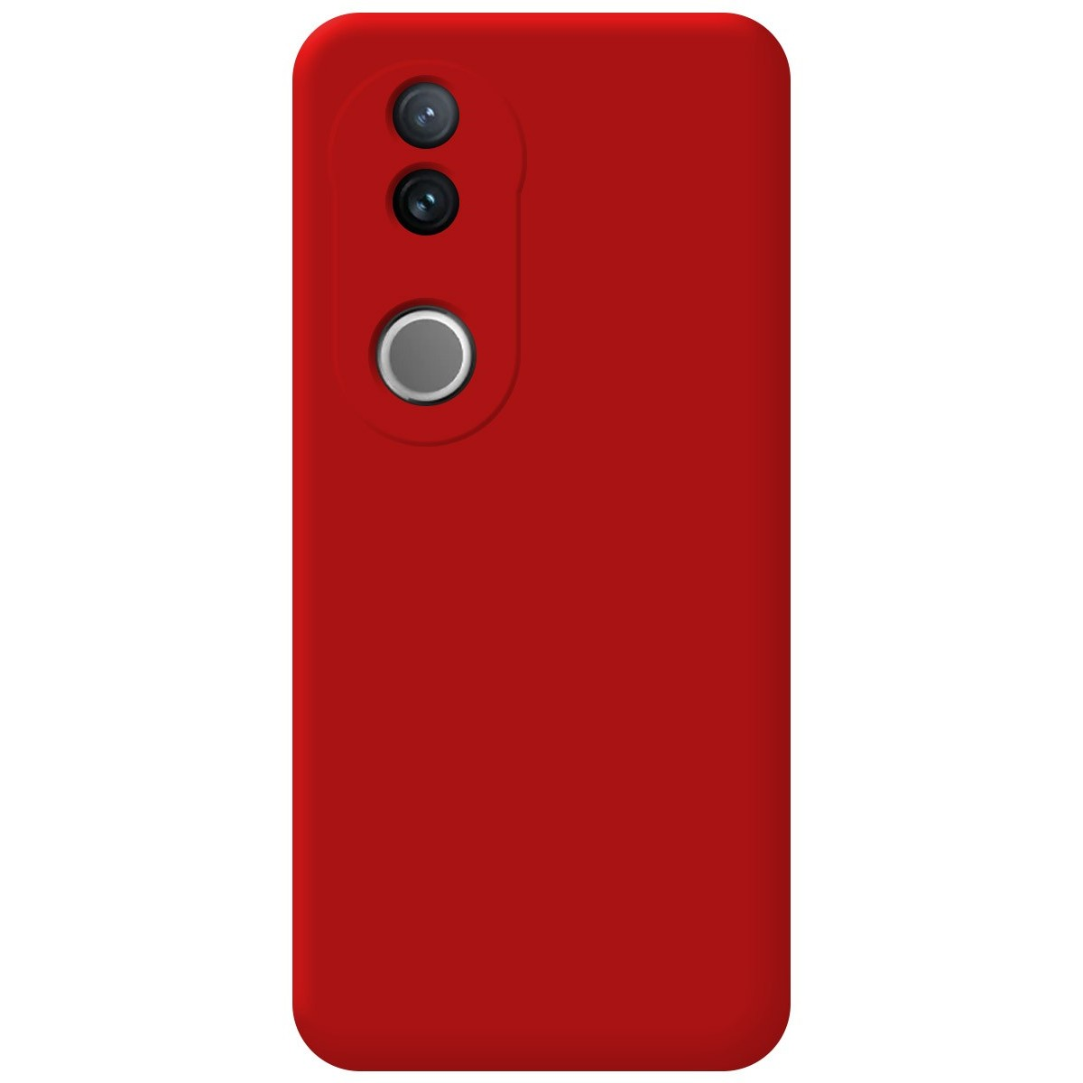 Custodia rossa con sezione fotocamera. Nessuno schermo del telefono visibile.