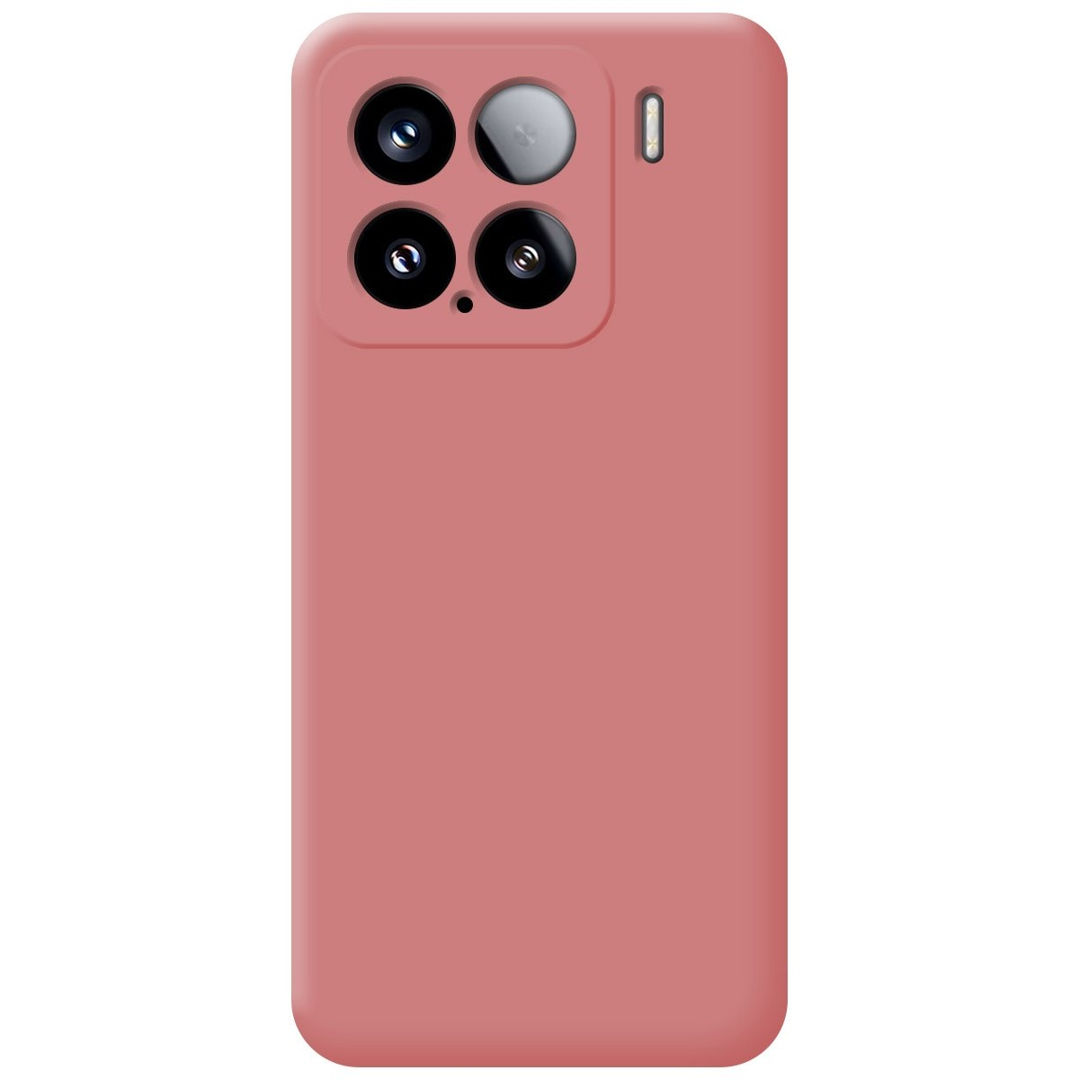 Custodia per telefono rosa semplice. Il telefono ha un modulo fotocamera.