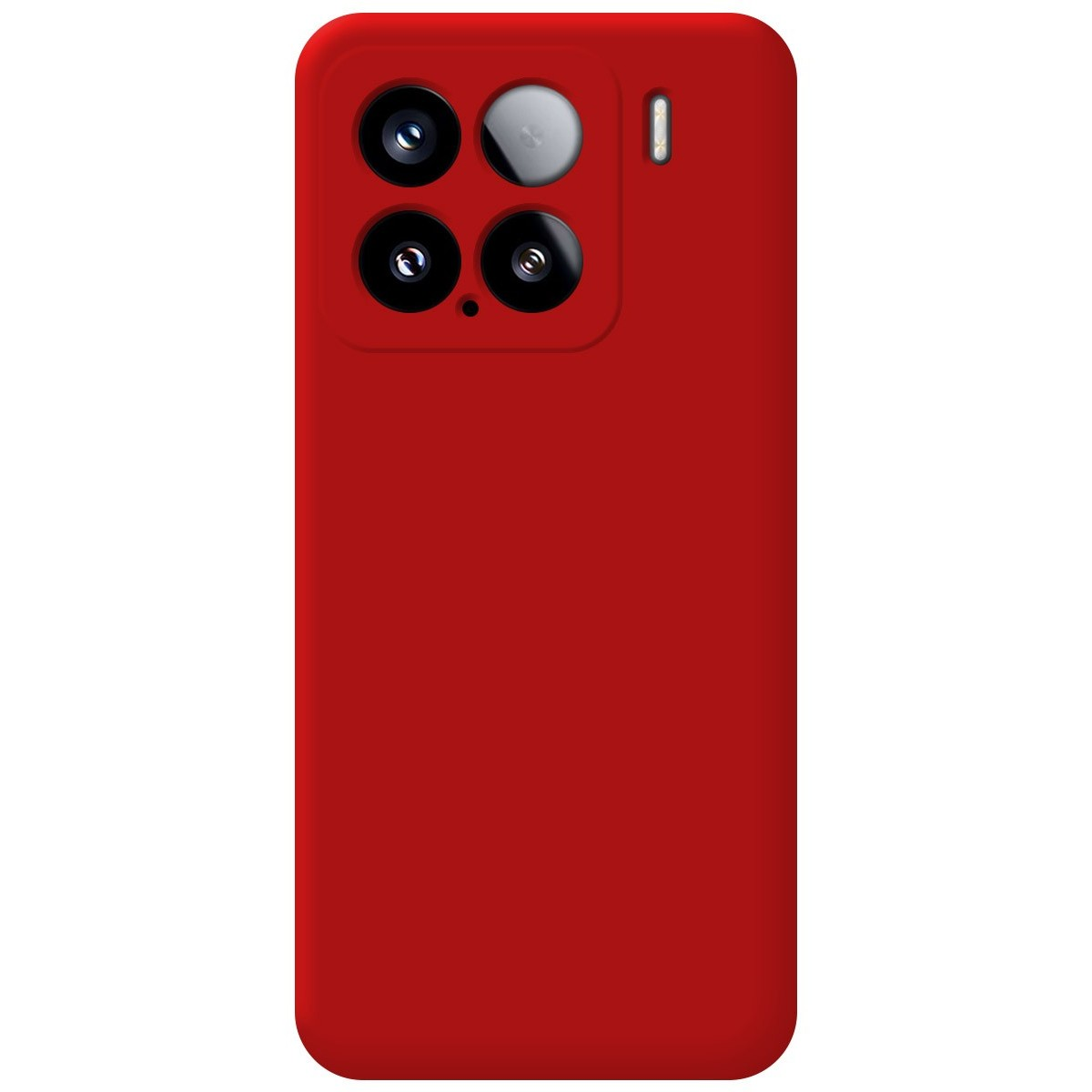 Telefono rosso unito. Il retro del telefono ha un sistema di fotocamere.