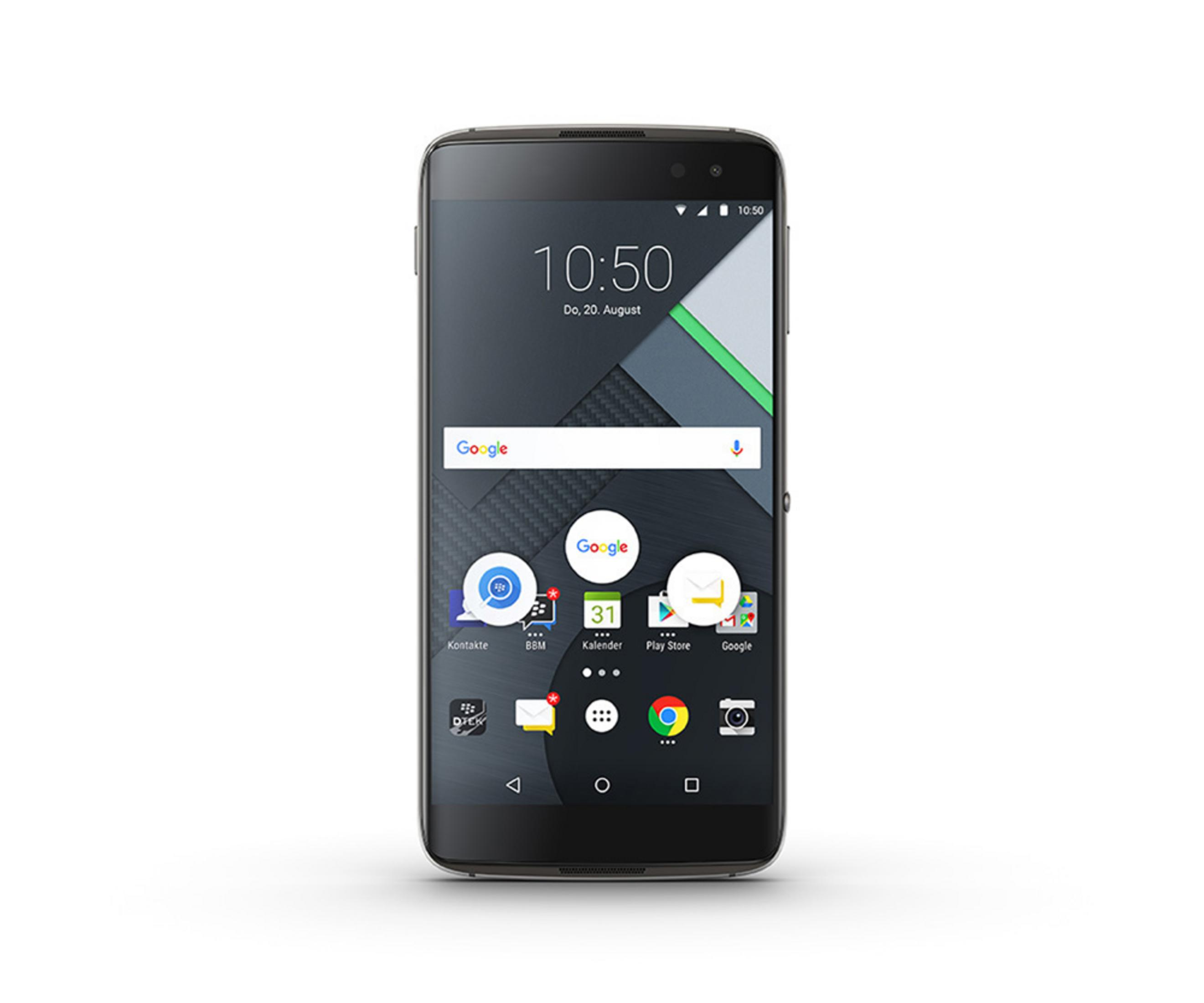 Ein schwarzes Smartphone mit Symbolen auf dem Bildschirm, isoliert auf weißem Hintergrund.