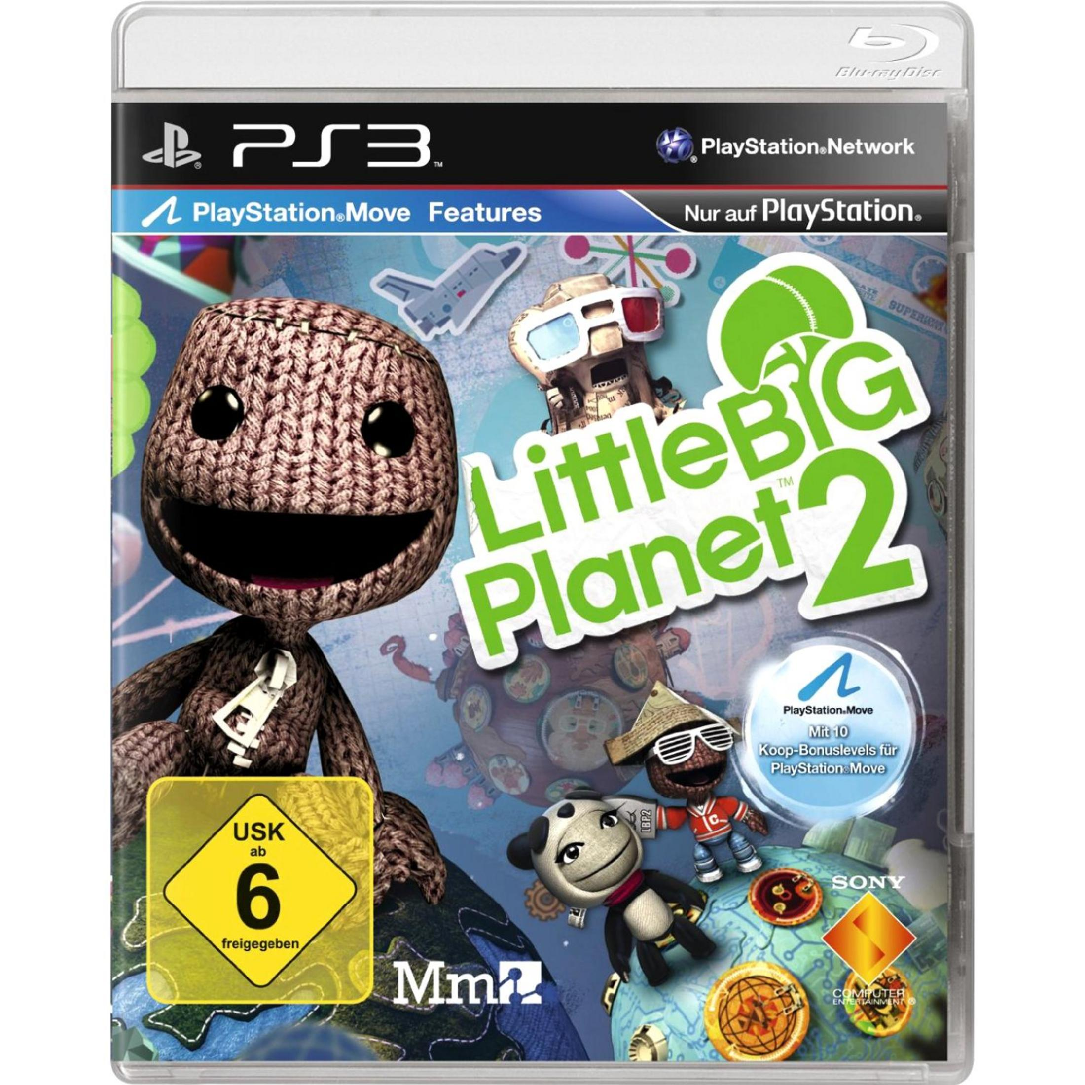 LittleBigPlanet 2-Spielcover. Mit Sackboy, USK 6. PlayStation 3.