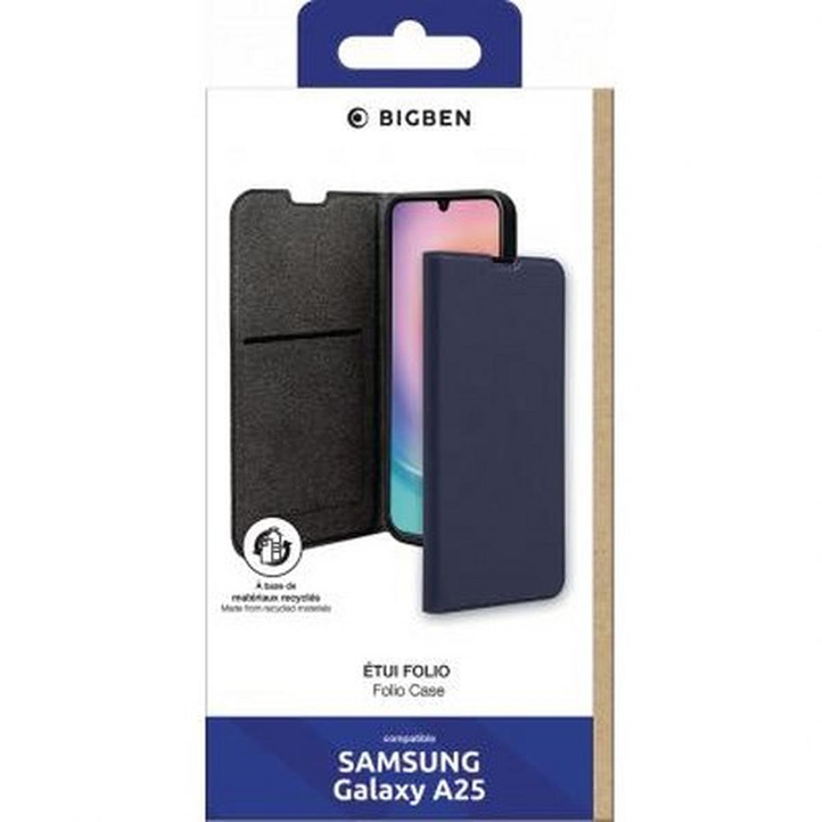 Custodia a libro blu scuro per un telefono Samsung Galaxy A25.