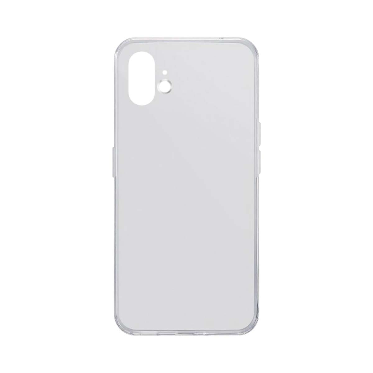 Şeffaf telefon kılıfı, kamera kesimi ve yan düğmeleri gösteriyor.