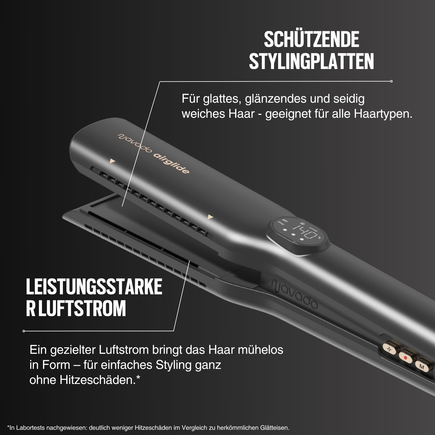 Haarstyling-Werkzeug und Text. Schwarzer Hintergrund.