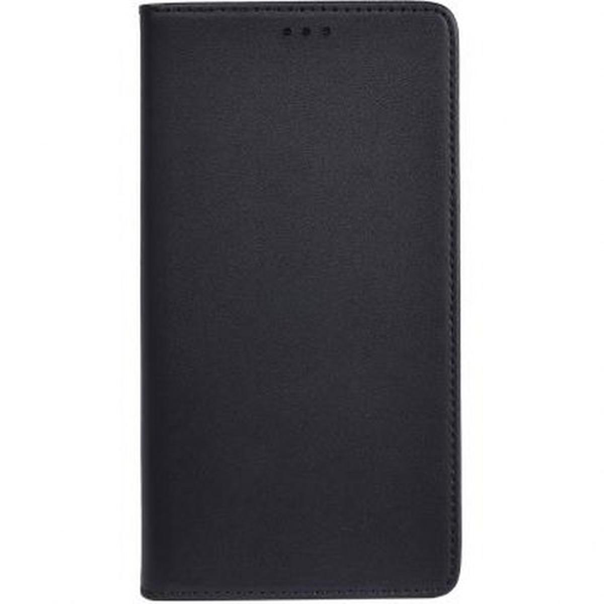 Custodia per telefono nera, chiusa. Design semplice e liscio. La custodia è chiusa.