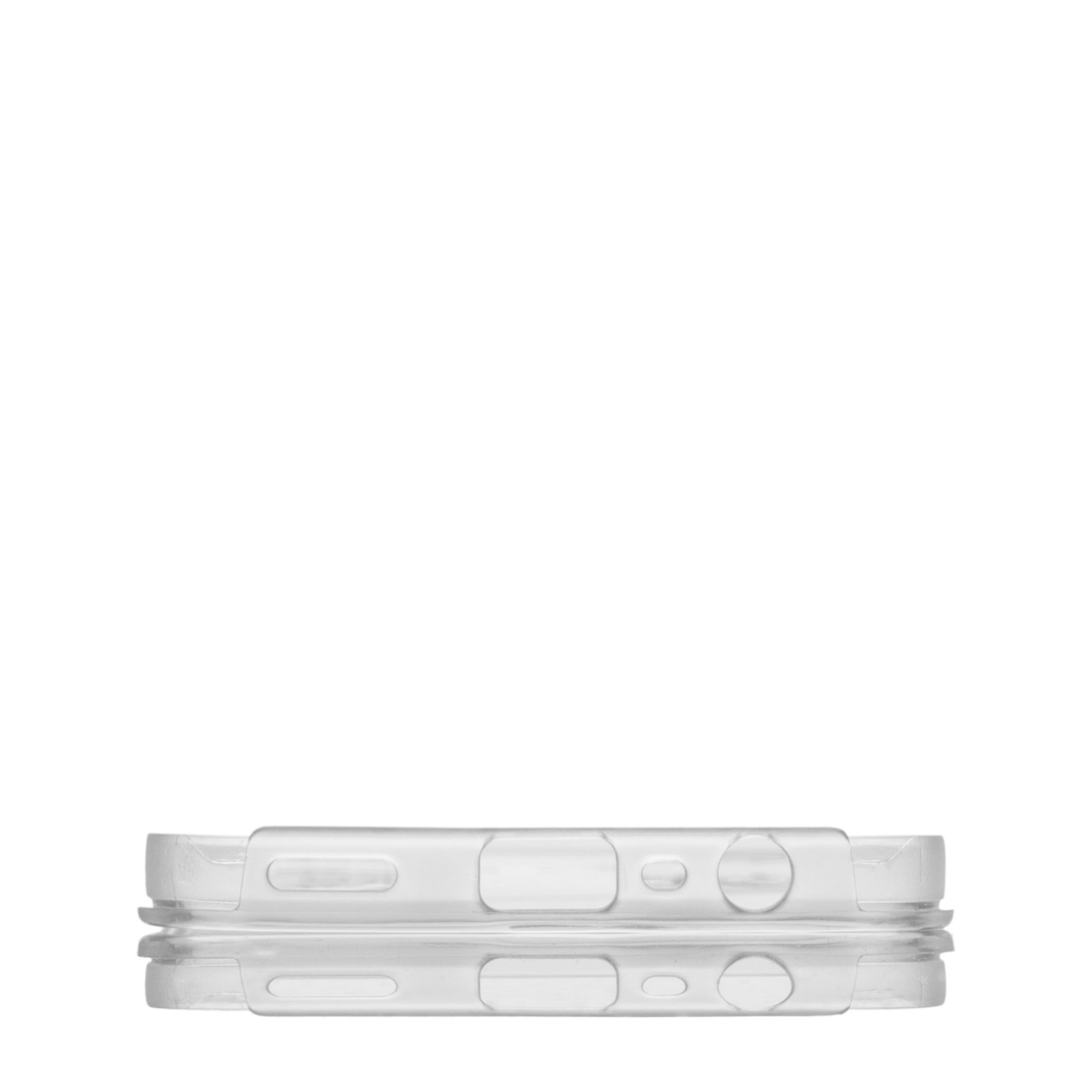 Primer plano de dos fundas transparentes para teléfono. Las fundas son transparentes.