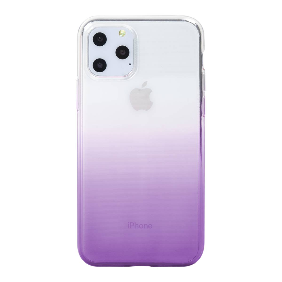 Una custodia sfumata viola con il logo Apple. La custodia sfuma dal viola al bianco.