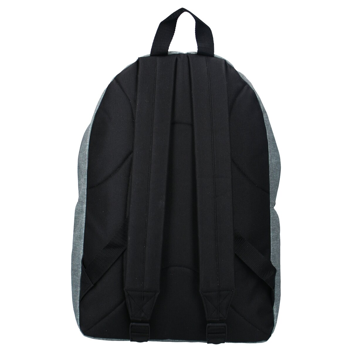 Grauer und schwarzer Rucksack mit gepolsterten Trägern und Rückenteil, einfaches Design.