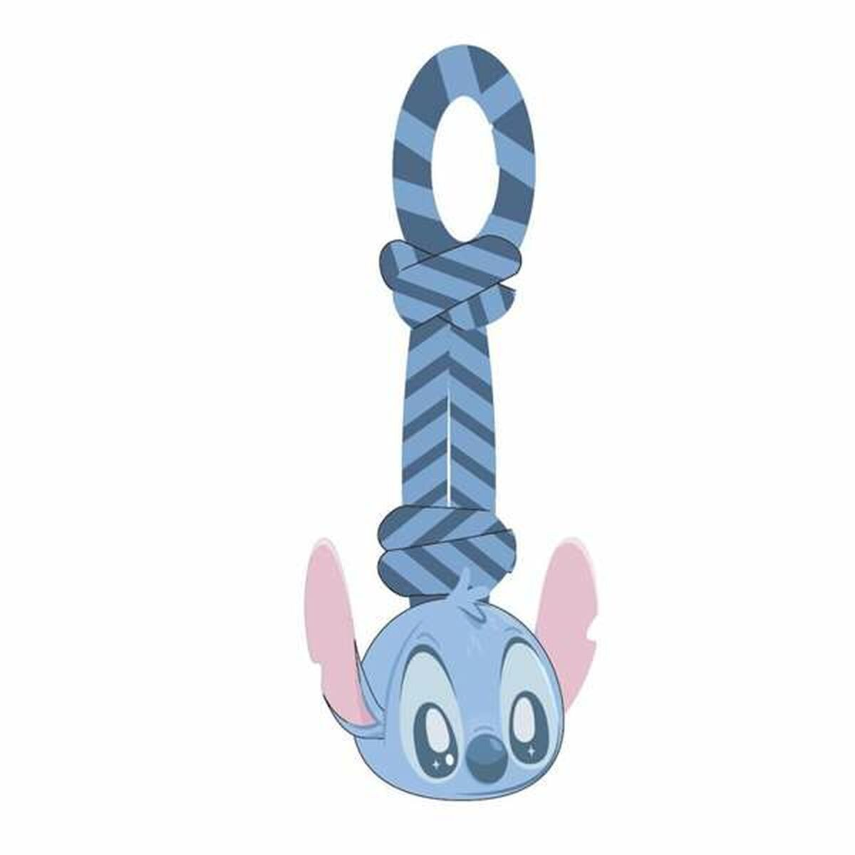 Blaues Stitch-Hundespielzeug mit Seil.