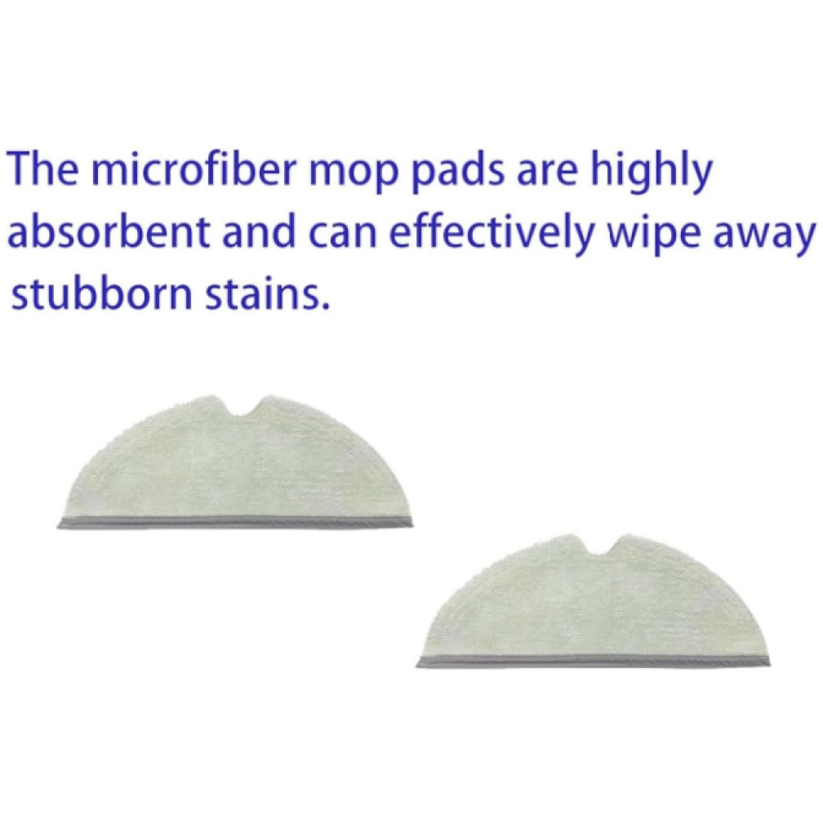 Zwei Mikrofaser-Mopppads. Text besagt, dass sie absorbieren und Flecken wischen.
