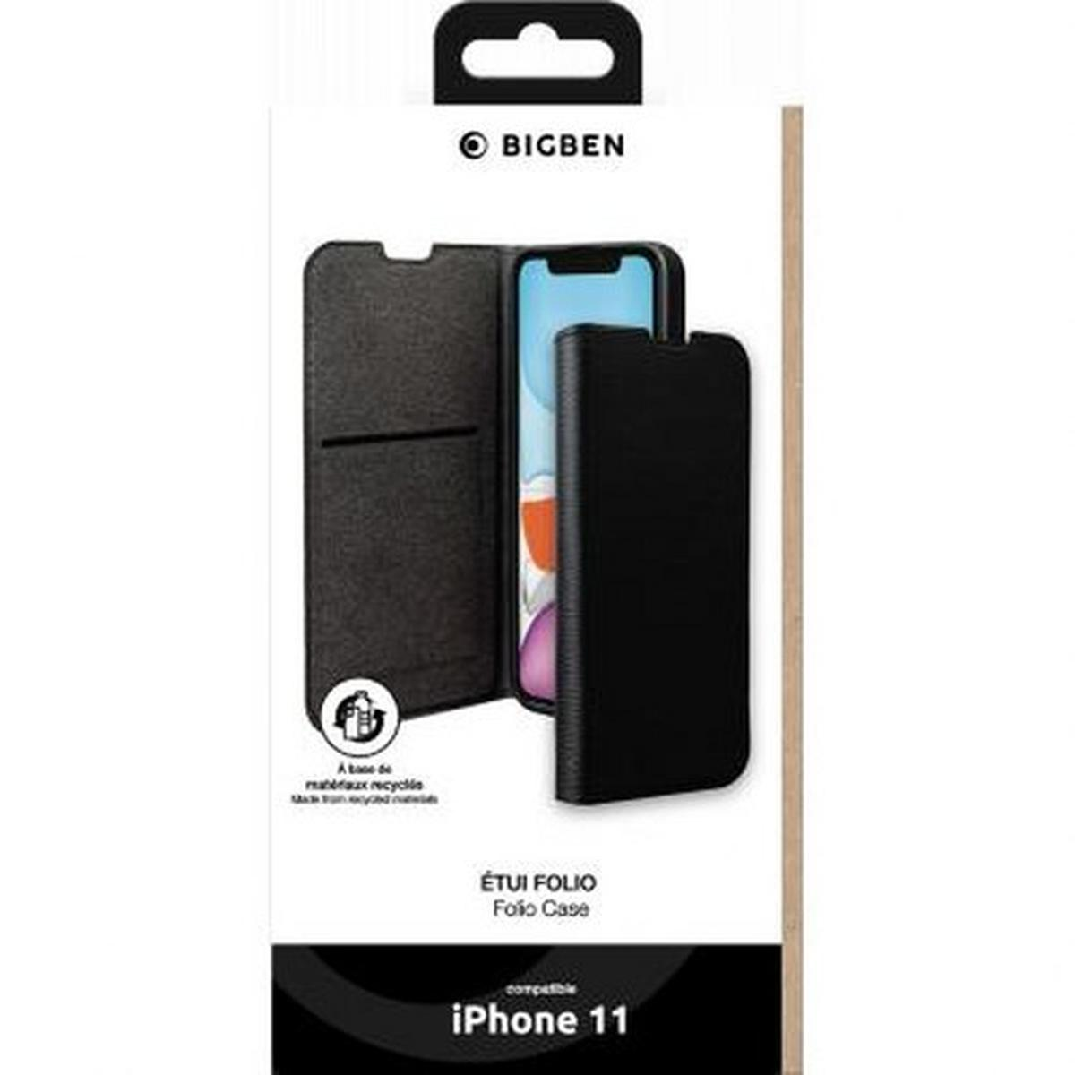 Confezione della custodia Bigben con custodia per telefono e informazioni sull'iPhone 11.