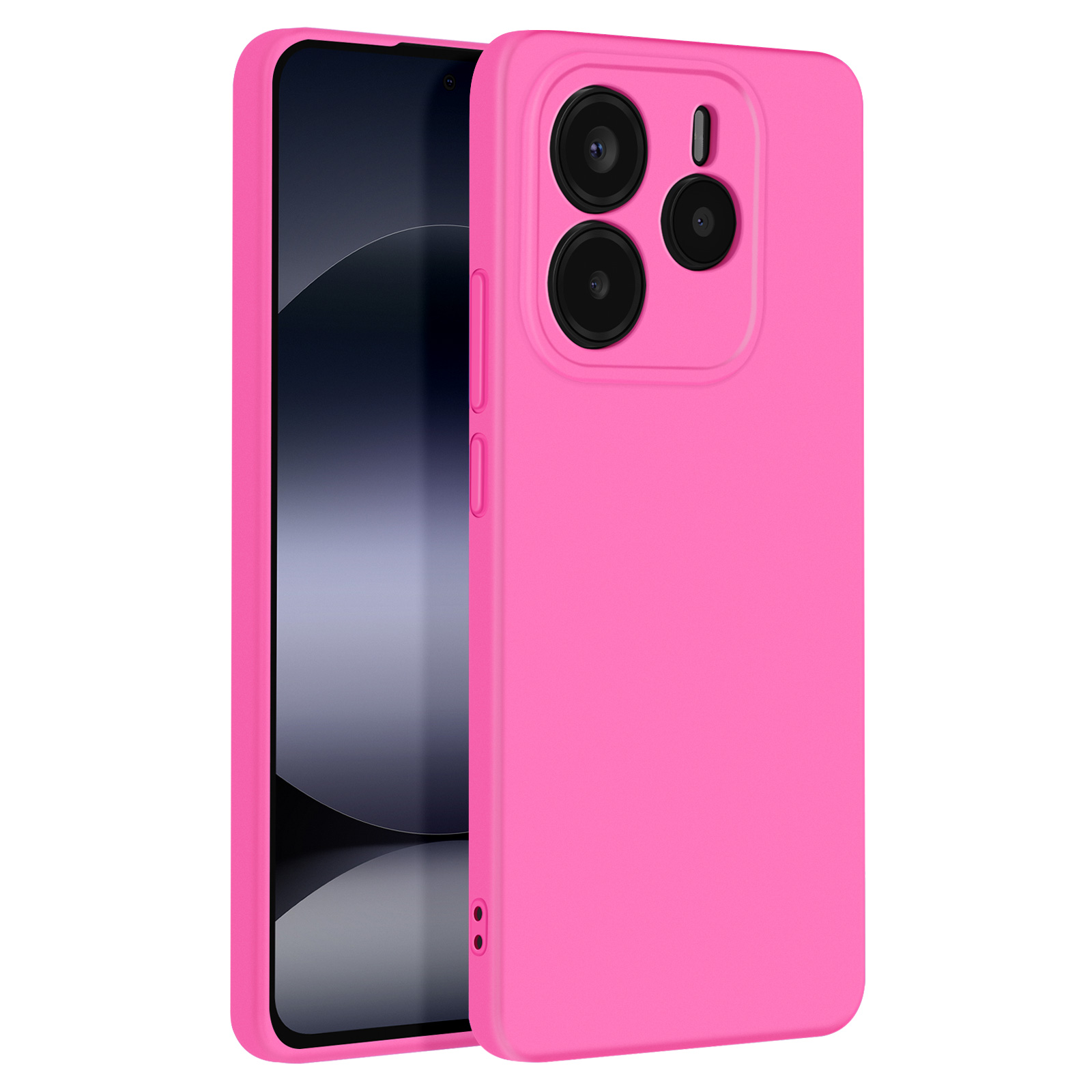 Custodia per telefono rosa con più obiettivi della fotocamera.