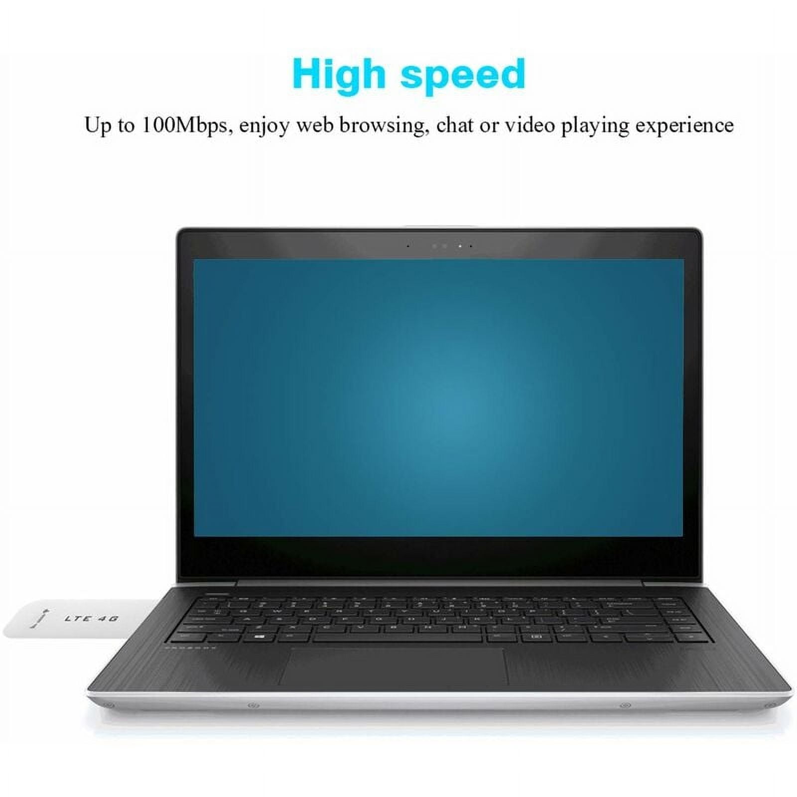 Laptop mit eingestecktem USB-Gerät. Text auf dem Bildschirm: High Speed.