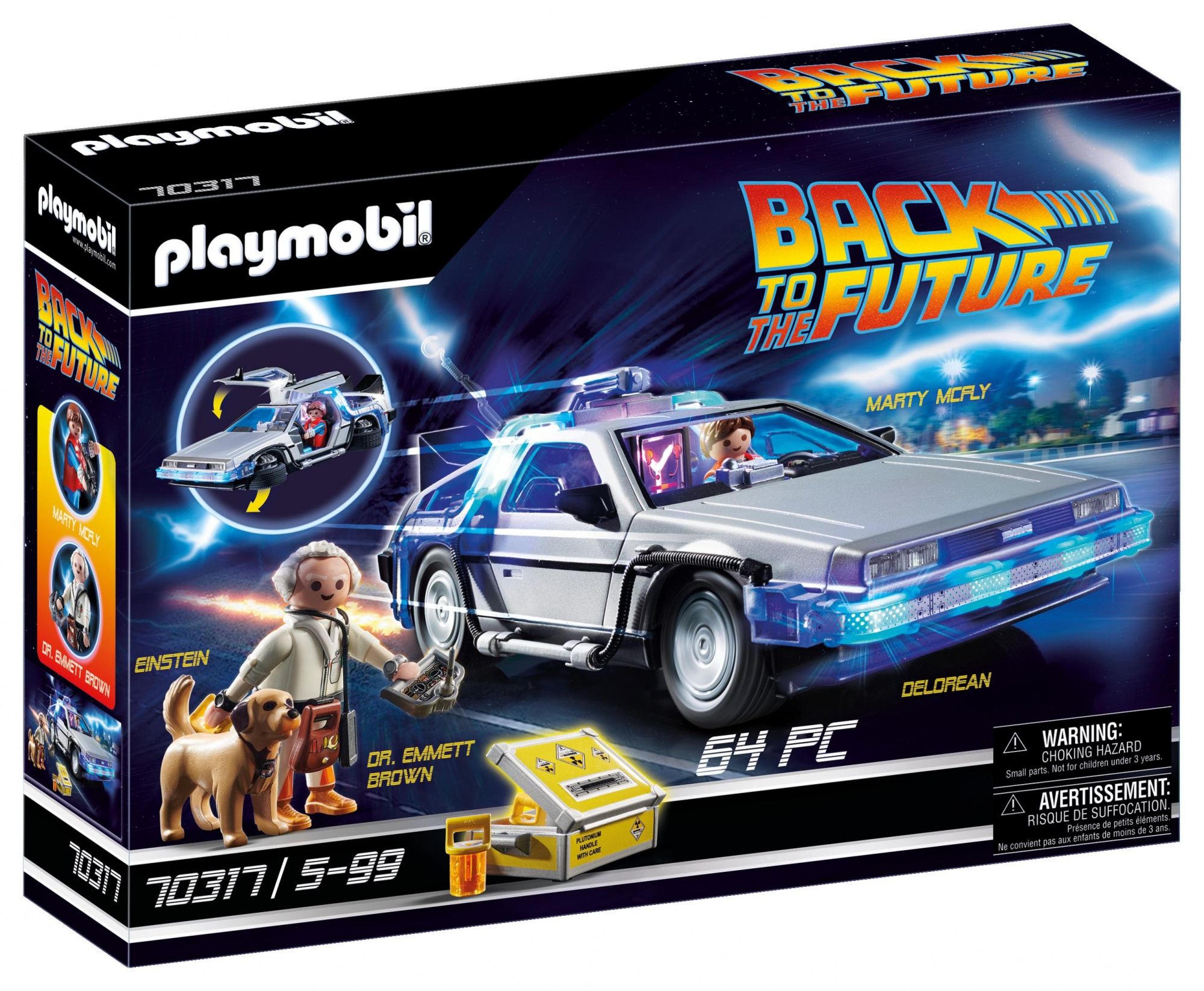 Playmobil Zurück in die Zukunft Set-Box, DeLorean-Auto und Figuren.