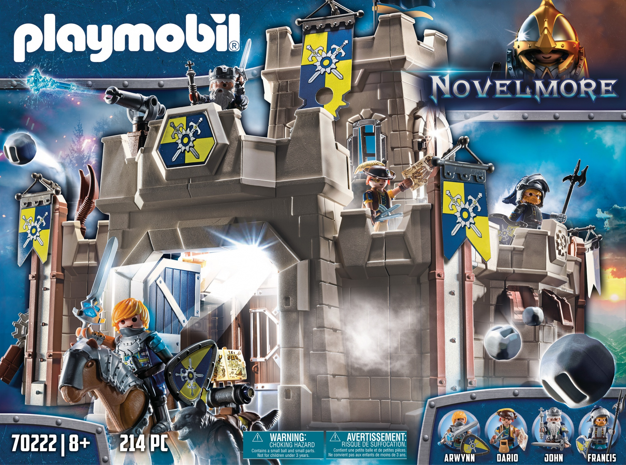 Zestaw zamku Playmobil Novelmore z zamkiem, figurkami i akcesoriami.