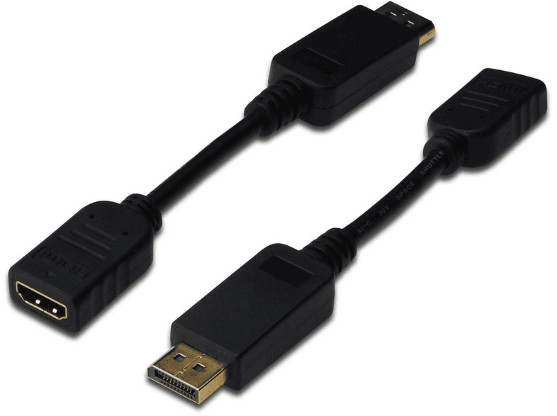 DIGITUS AK-340408-001-S DisplayPort to HDMI Erkek-Dişi 0.15 m DP 1.1 Dönüştürücü Adaptör Siyah