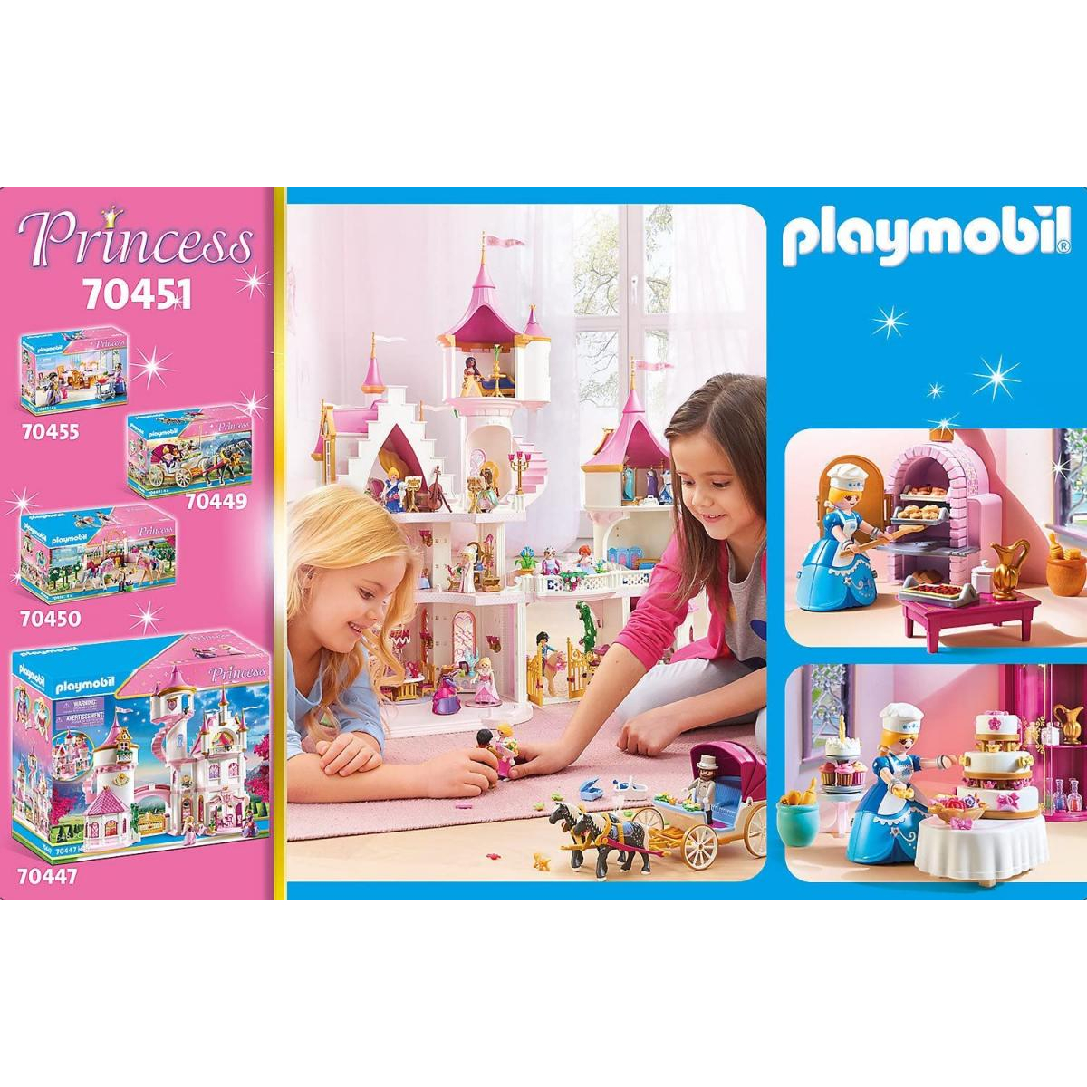 Un anuncio muestra sets de Playmobil Princesas, con niños jugando con los juguetes.