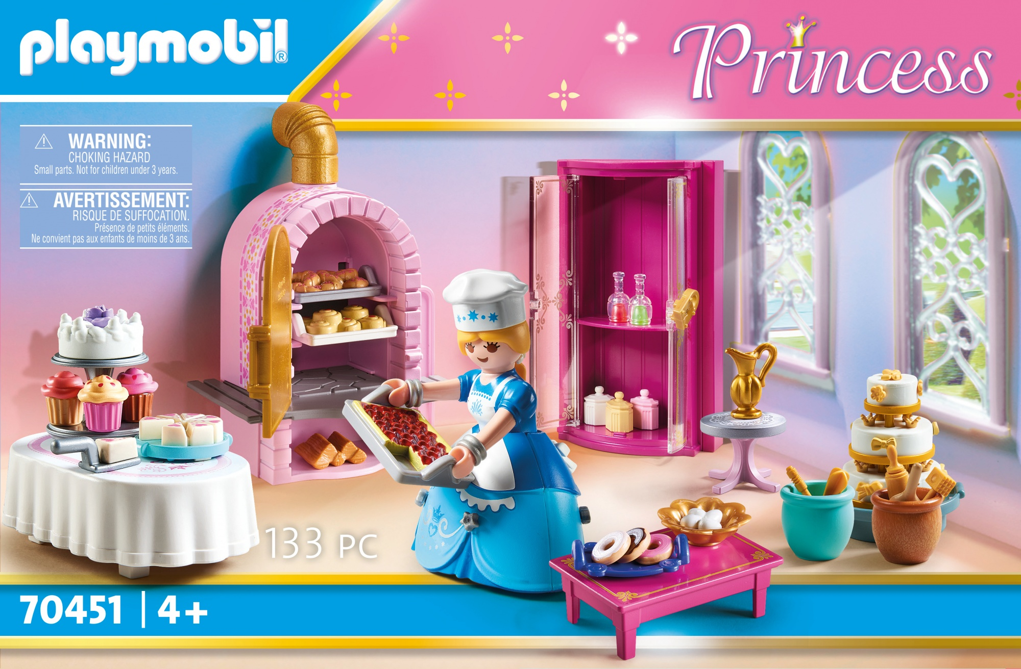 Set de repostería de princesa Playmobil con figura de princesa, pasteles, horno y utensilios.
