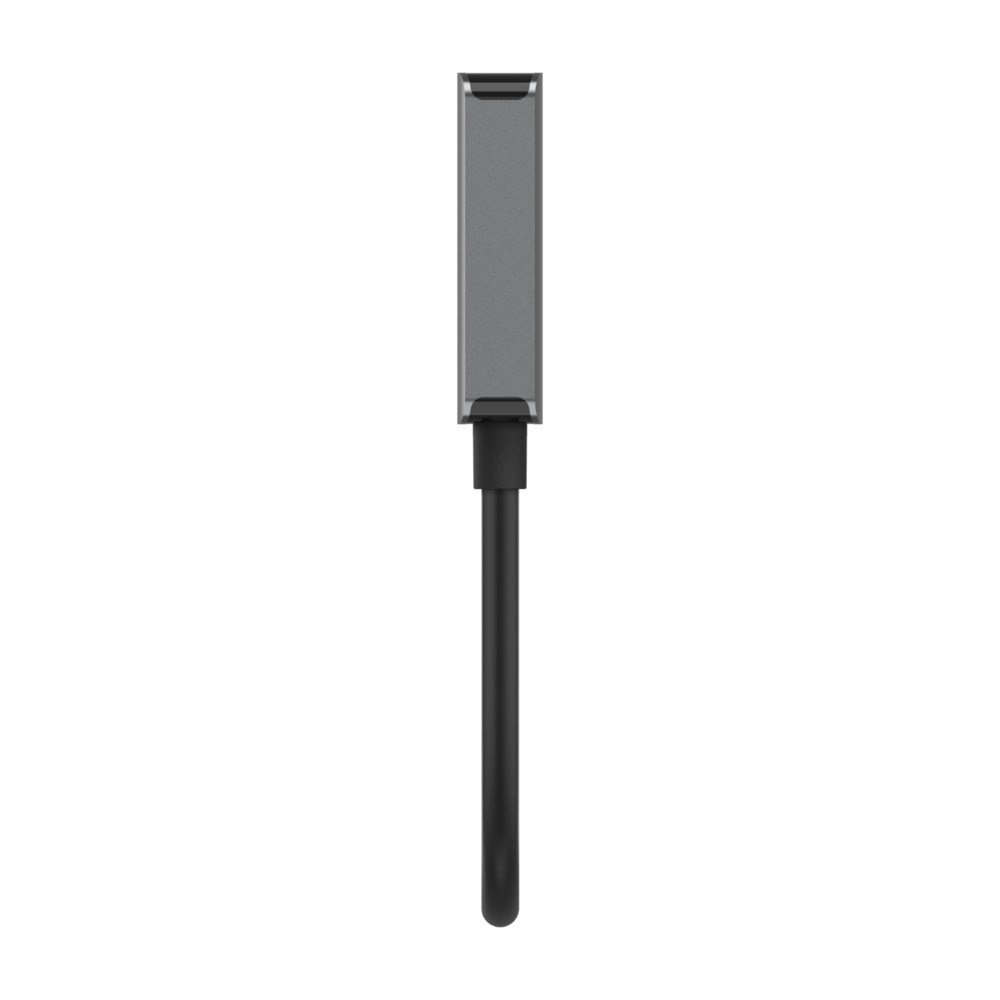 Adapter DisplayPort na USB-C. Szare złącze i czarny kabel.