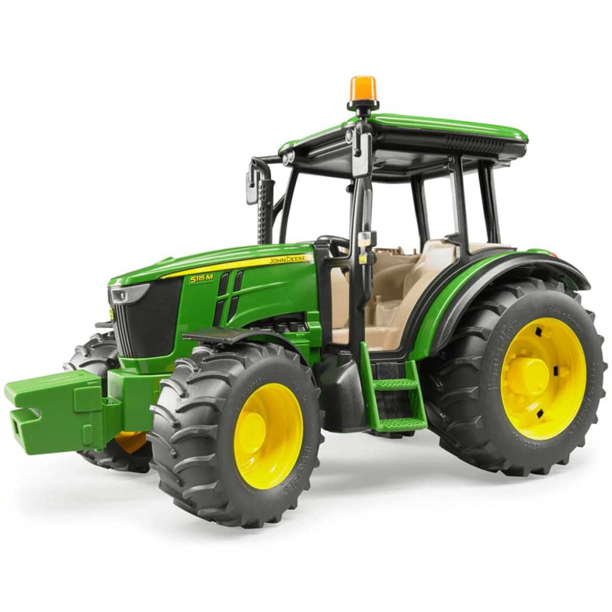 Zielono-żółty traktor John Deere z dużymi kołami.