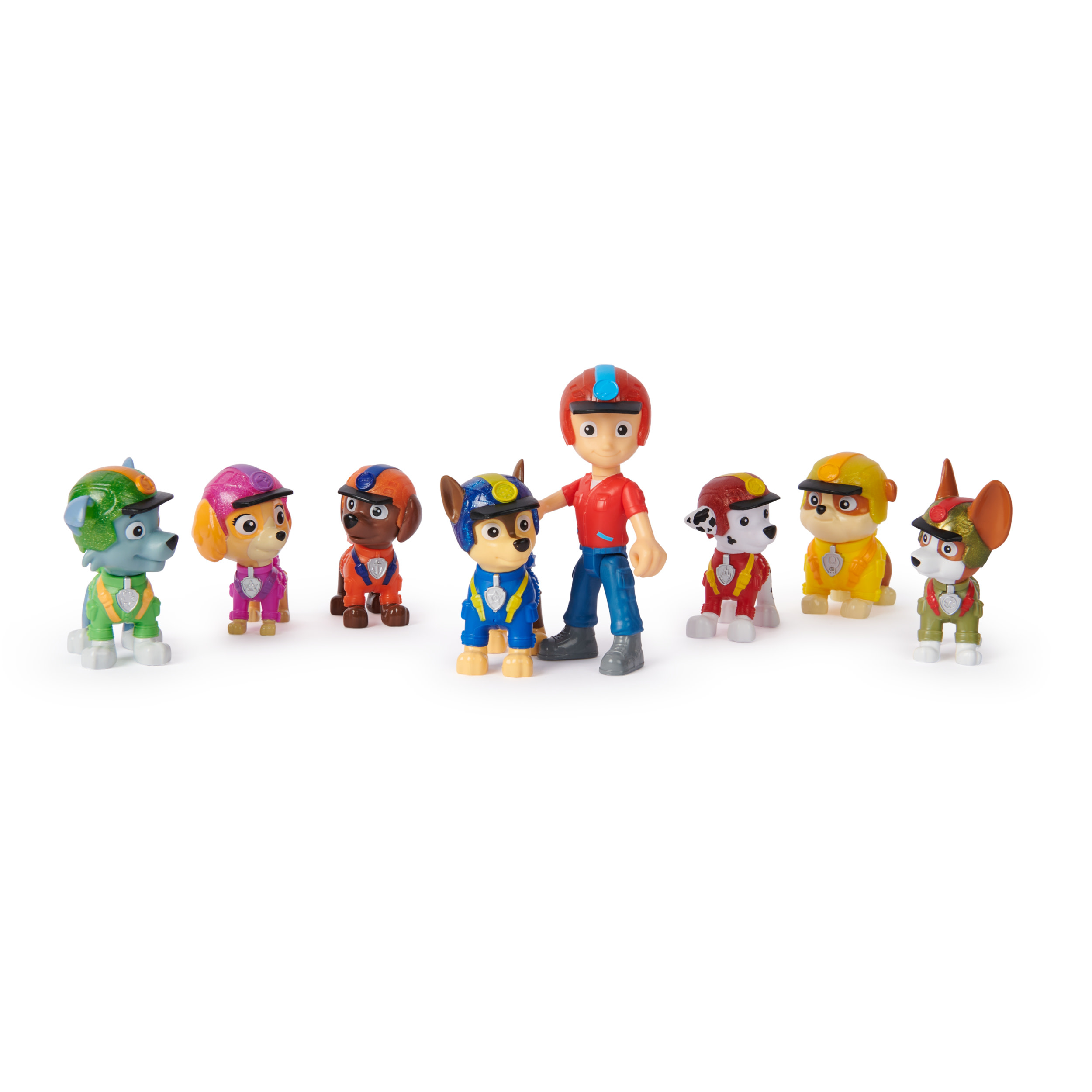 Grupa figurek Paw Patrol z Ryderem, liderem.