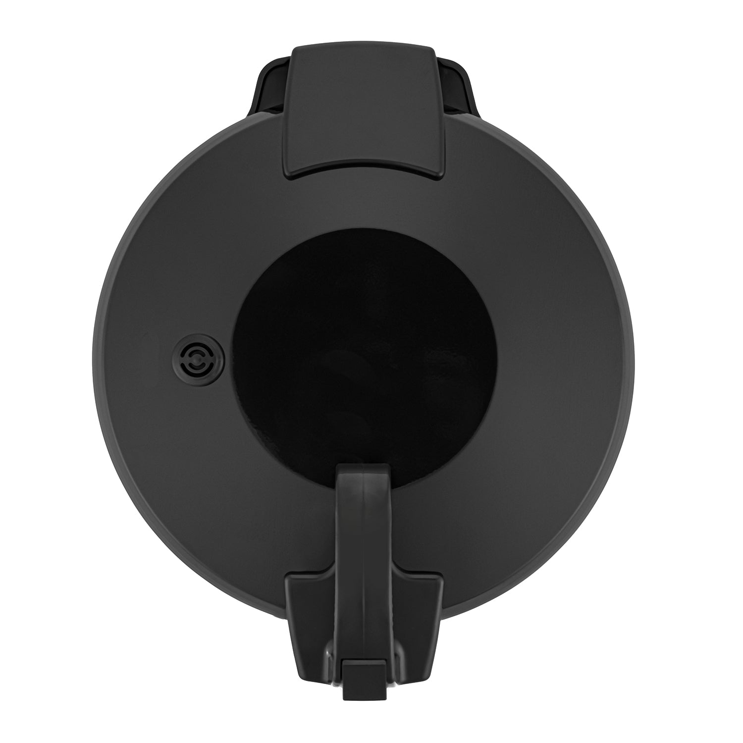 Widok z góry na czarny czajnik elektryczny.