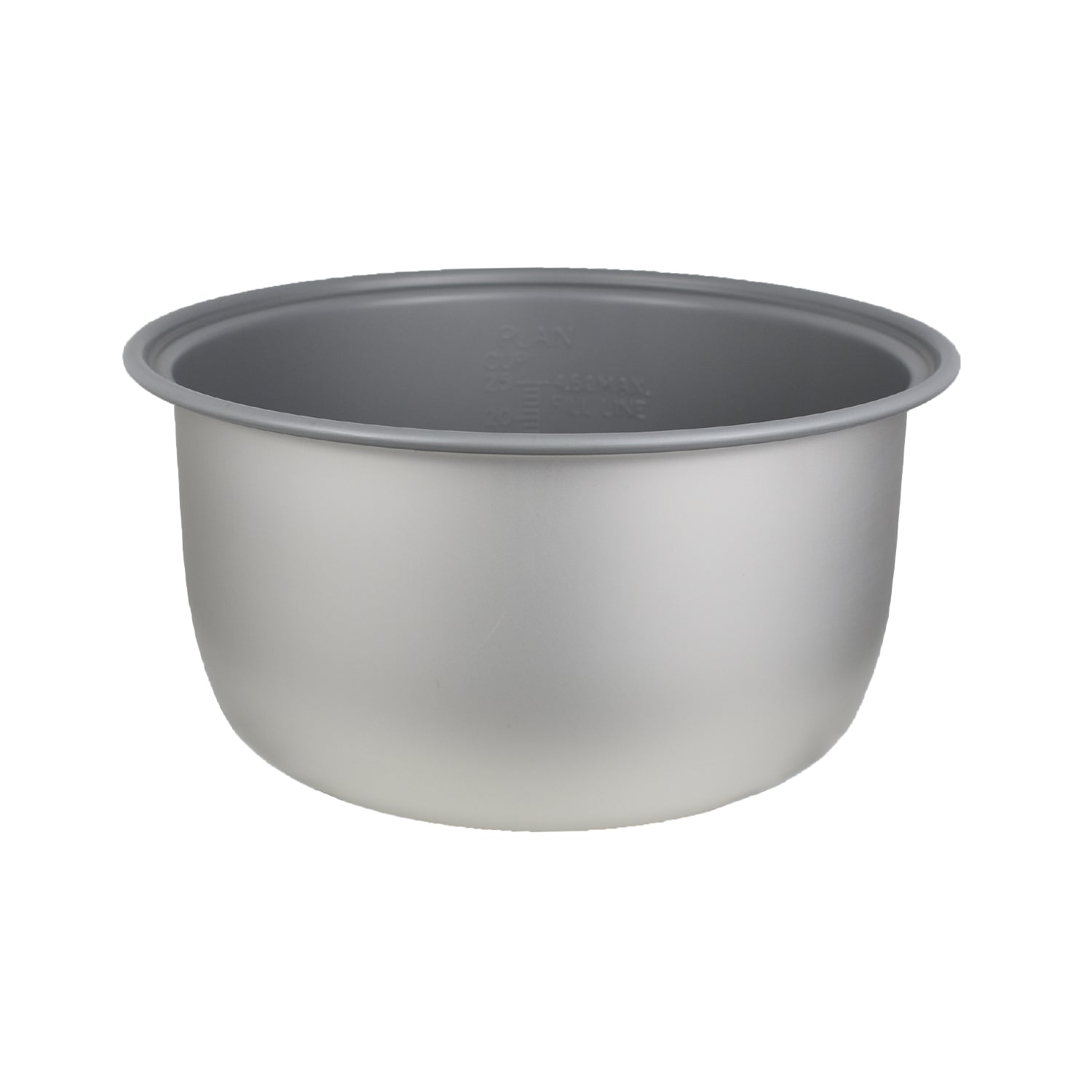 Srebrny garnek z szarą obręczą, używany do gotowania.