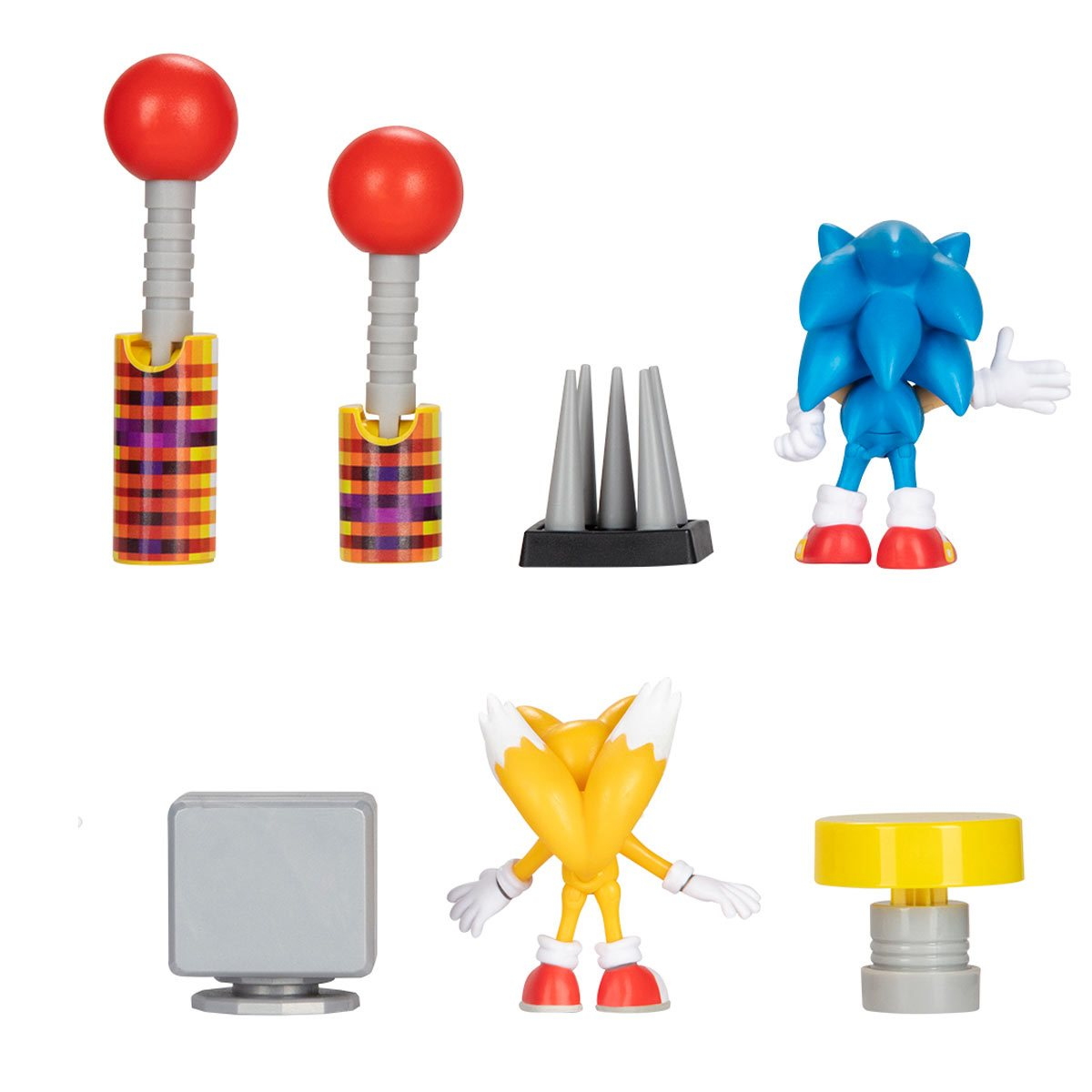 Sonic the Hedgehog Figuren mit verschiedenen Zubehörteilen.