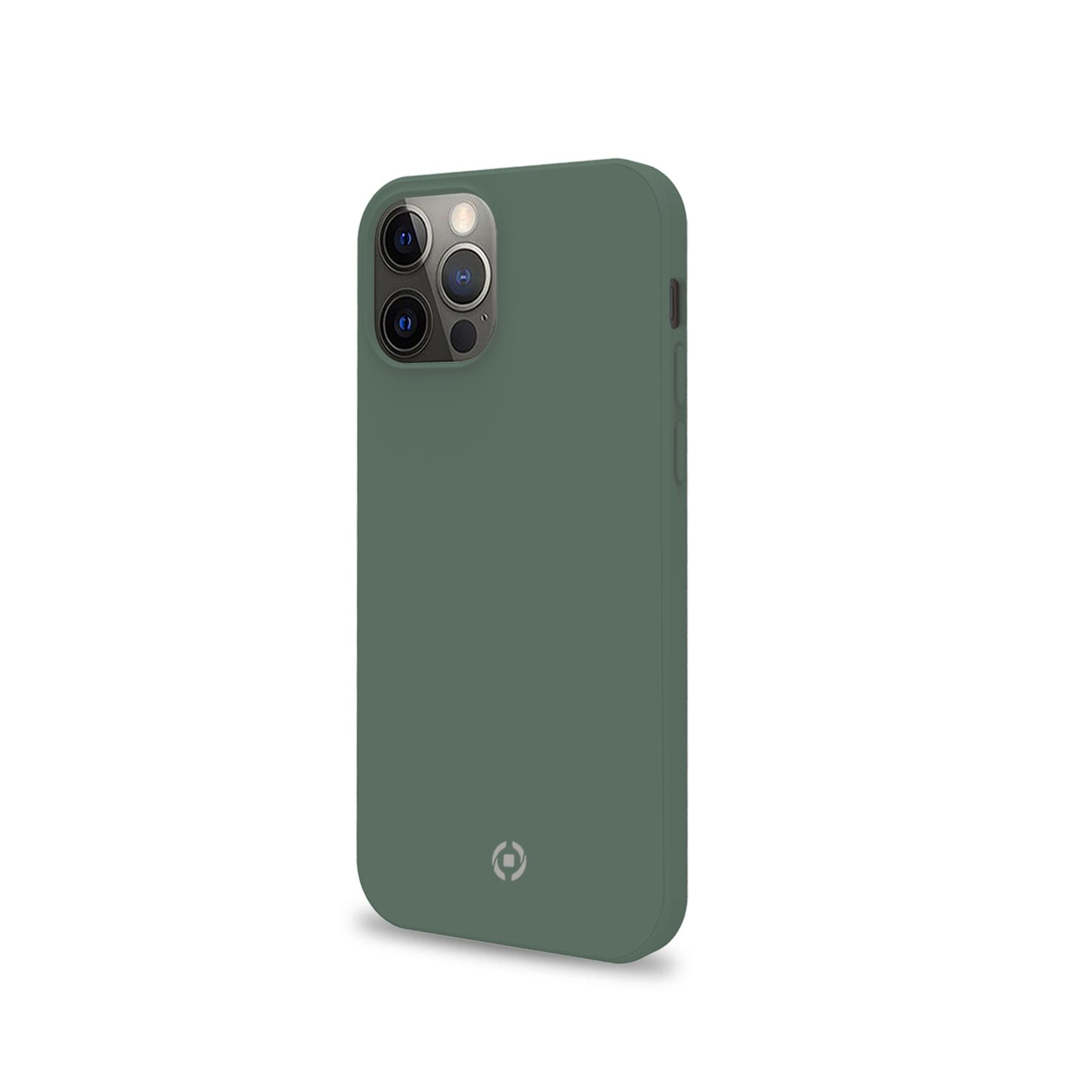 Custodia verde per telefono. Verde oliva, con ritaglio per la fotocamera e logo laterale.