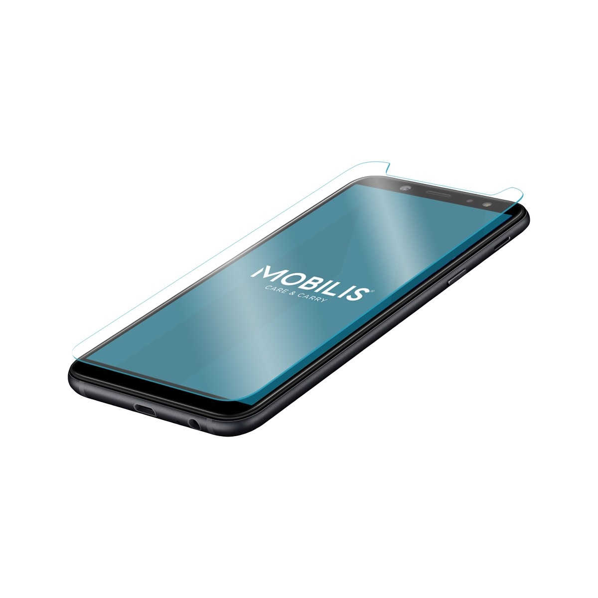 Telefon z nałożoną osłoną ekranu. Ochrona ekranu jest przezroczysta.
