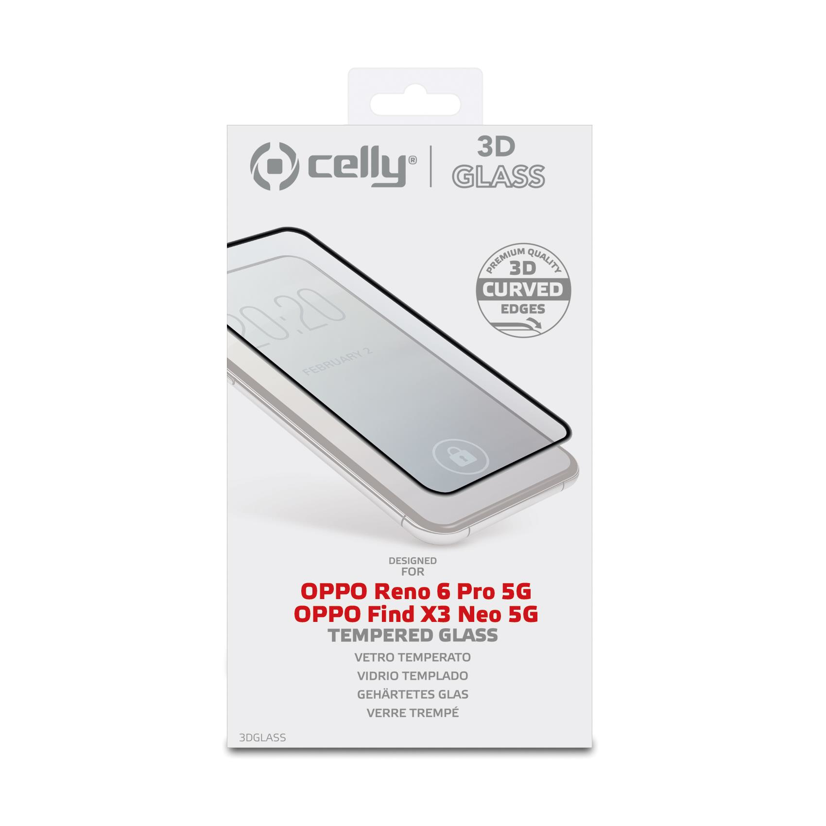 Pudełko ochronne ekranu smartfona, białe z telefonem i tekstem. Przezroczyste zakrzywione krawędzie.