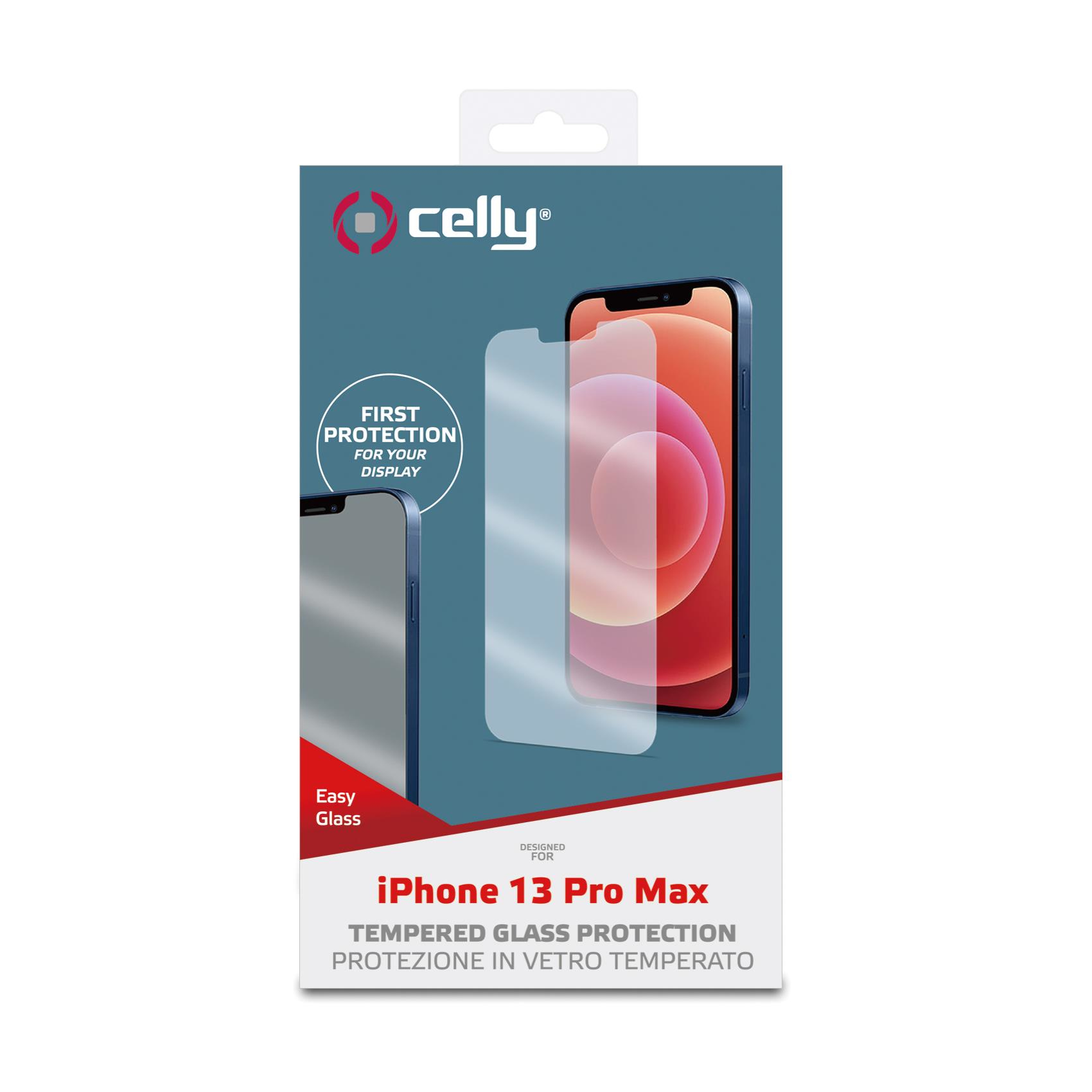 Pellicola protettiva per schermo iPhone 13 Pro Max nella confezione.