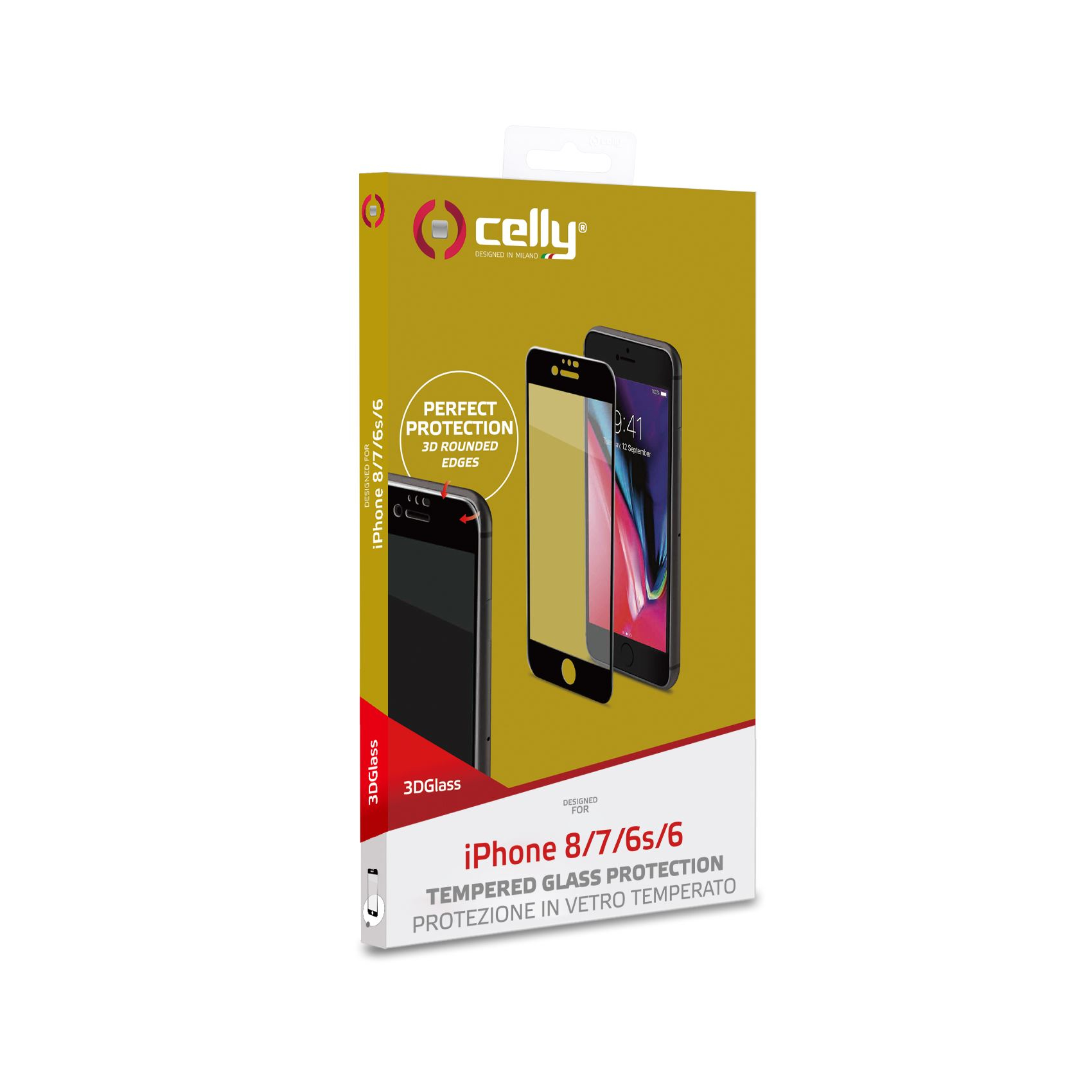 Pellicola protettiva per schermo iPhone 8/7/6s/6 nella confezione.