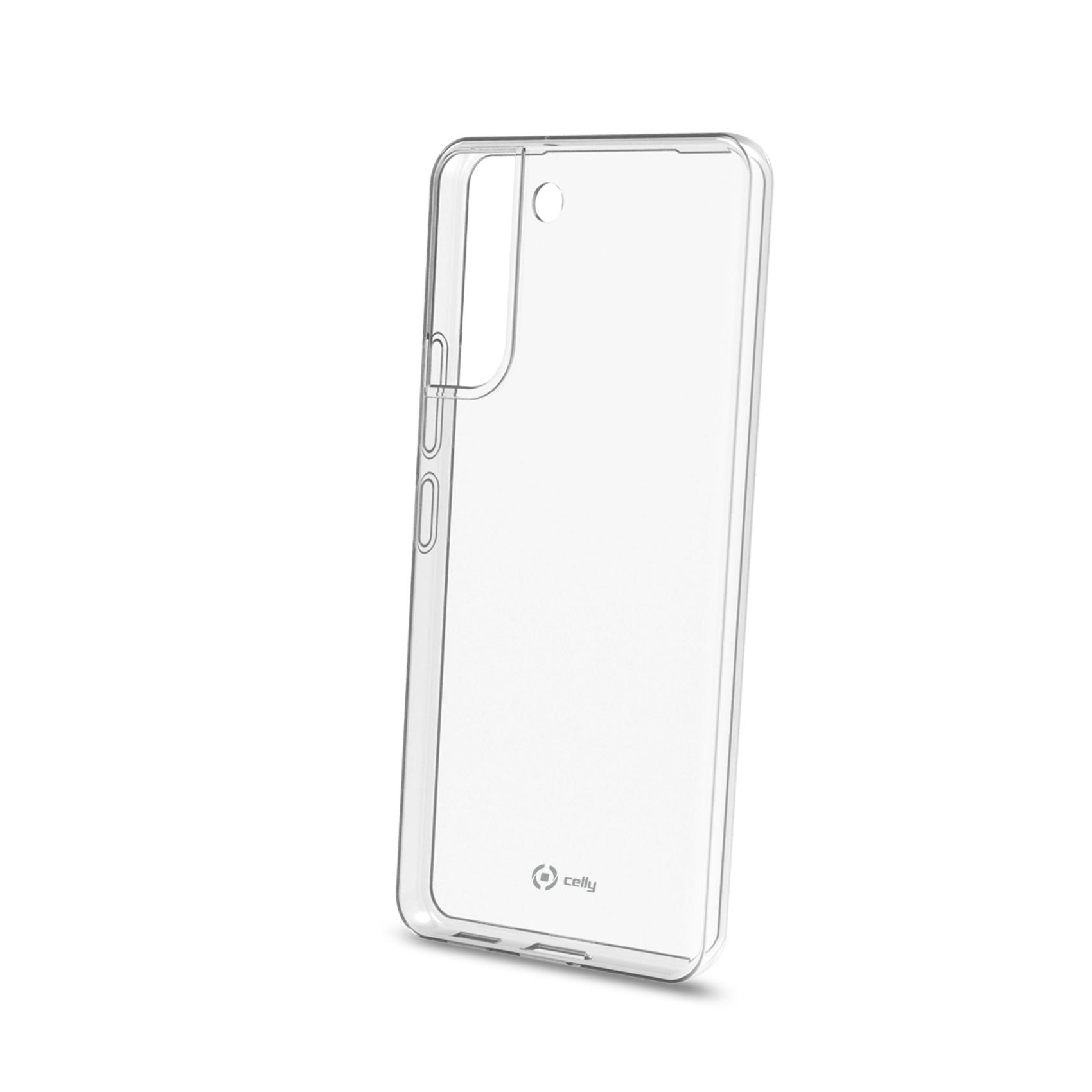 Una custodia trasparente per telefono è mostrata, con sfondo bianco.