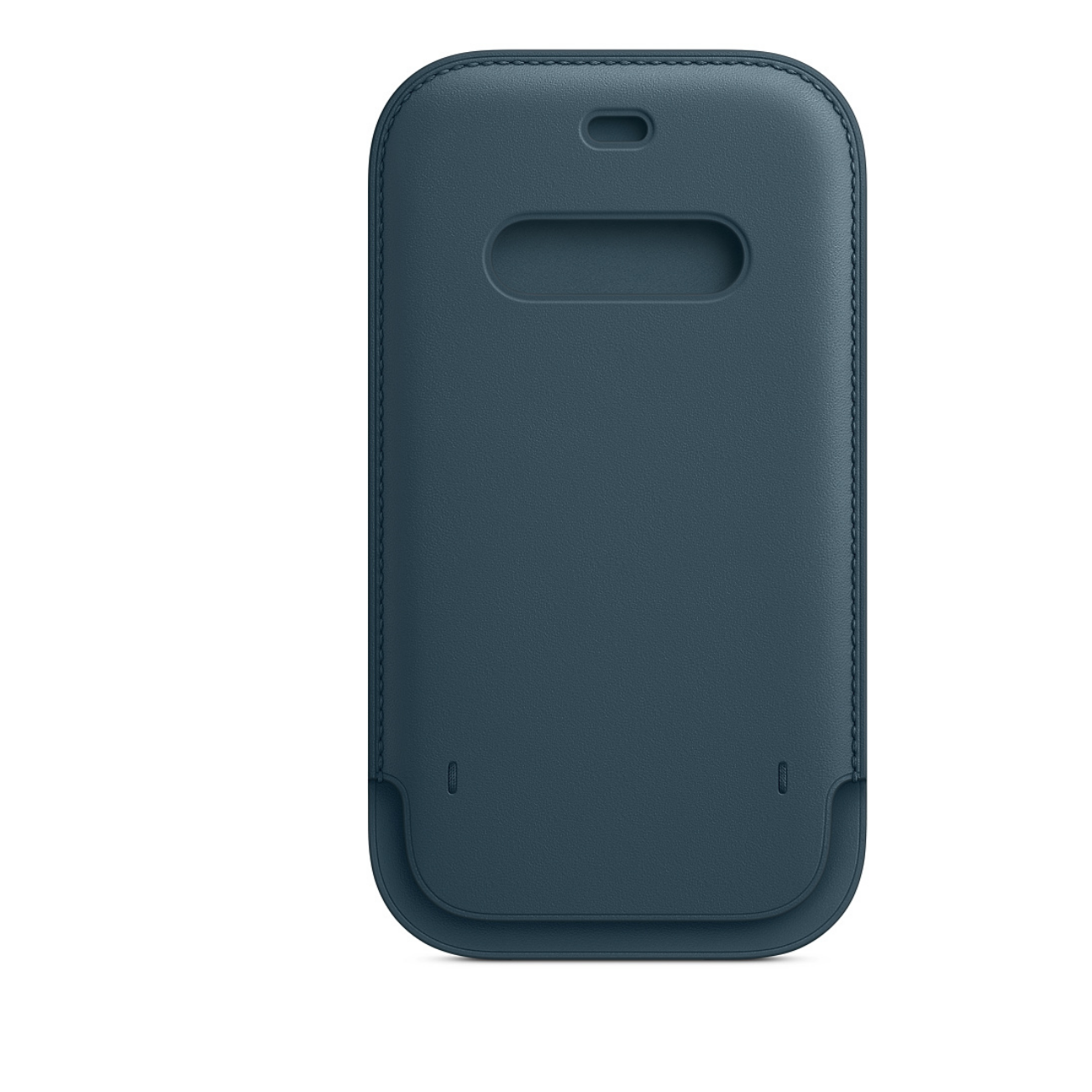 Une coque de téléphone bleu foncé sur fond blanc.