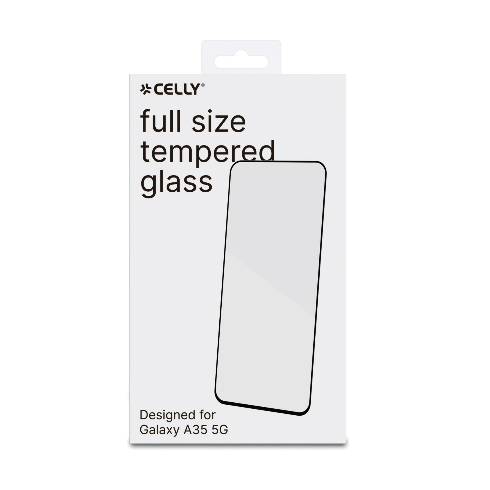 Una scatola di protezione dello schermo con le parole 'full size tempered glass'.
