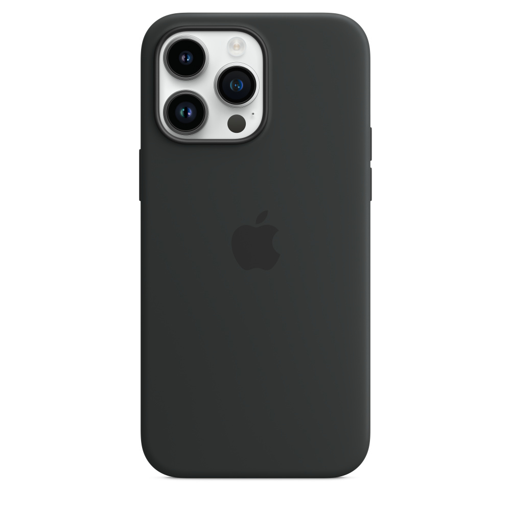 Czarne etui na iPhone'a. Etui zakrywa tył telefonu, pokazując aparat i logo.