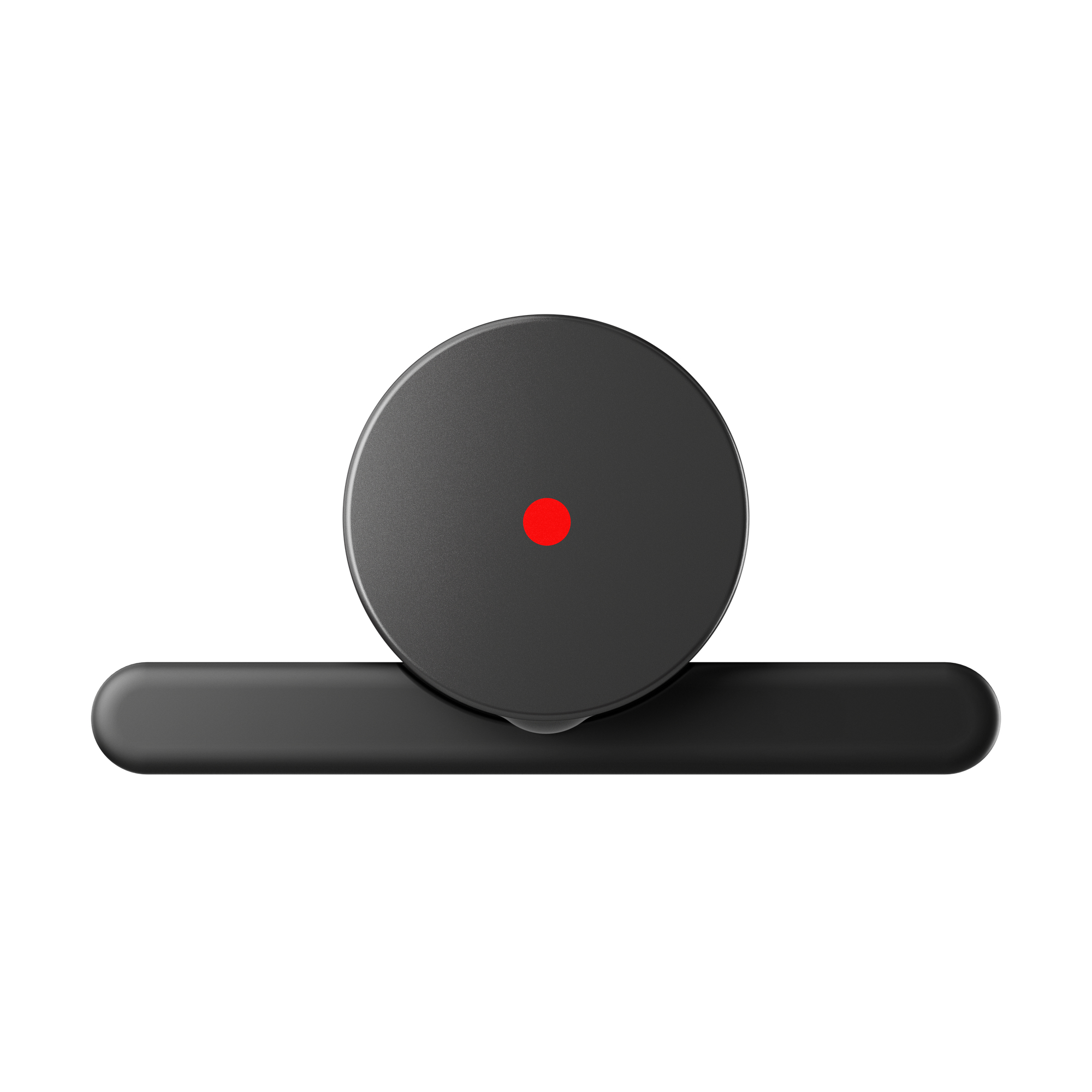 Czarne urządzenie, kamera internetowa lub światło, z czerwoną kropką pośrodku.