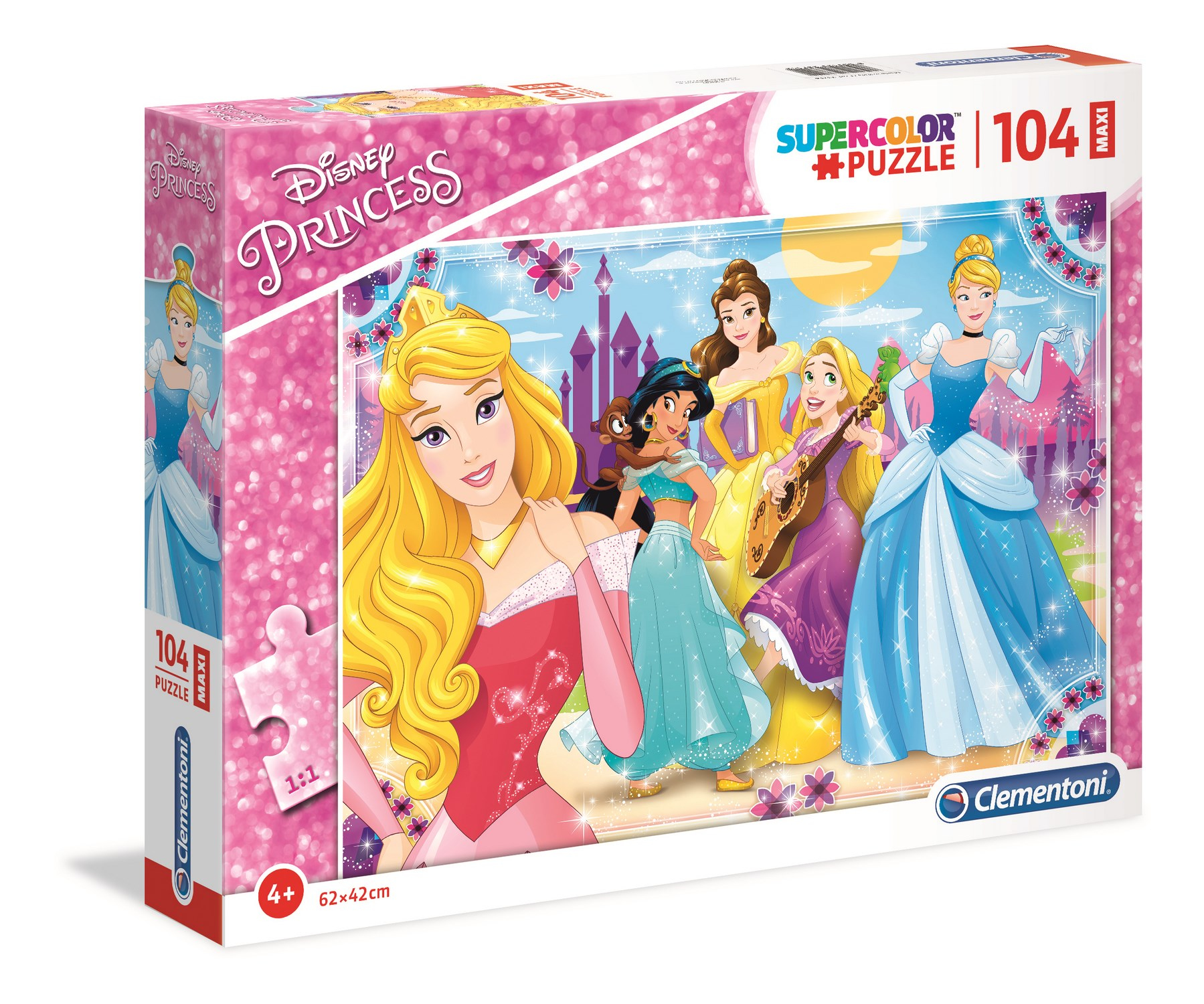 Pudełko z puzzlami Disney Princess z sześcioma księżniczkami.
