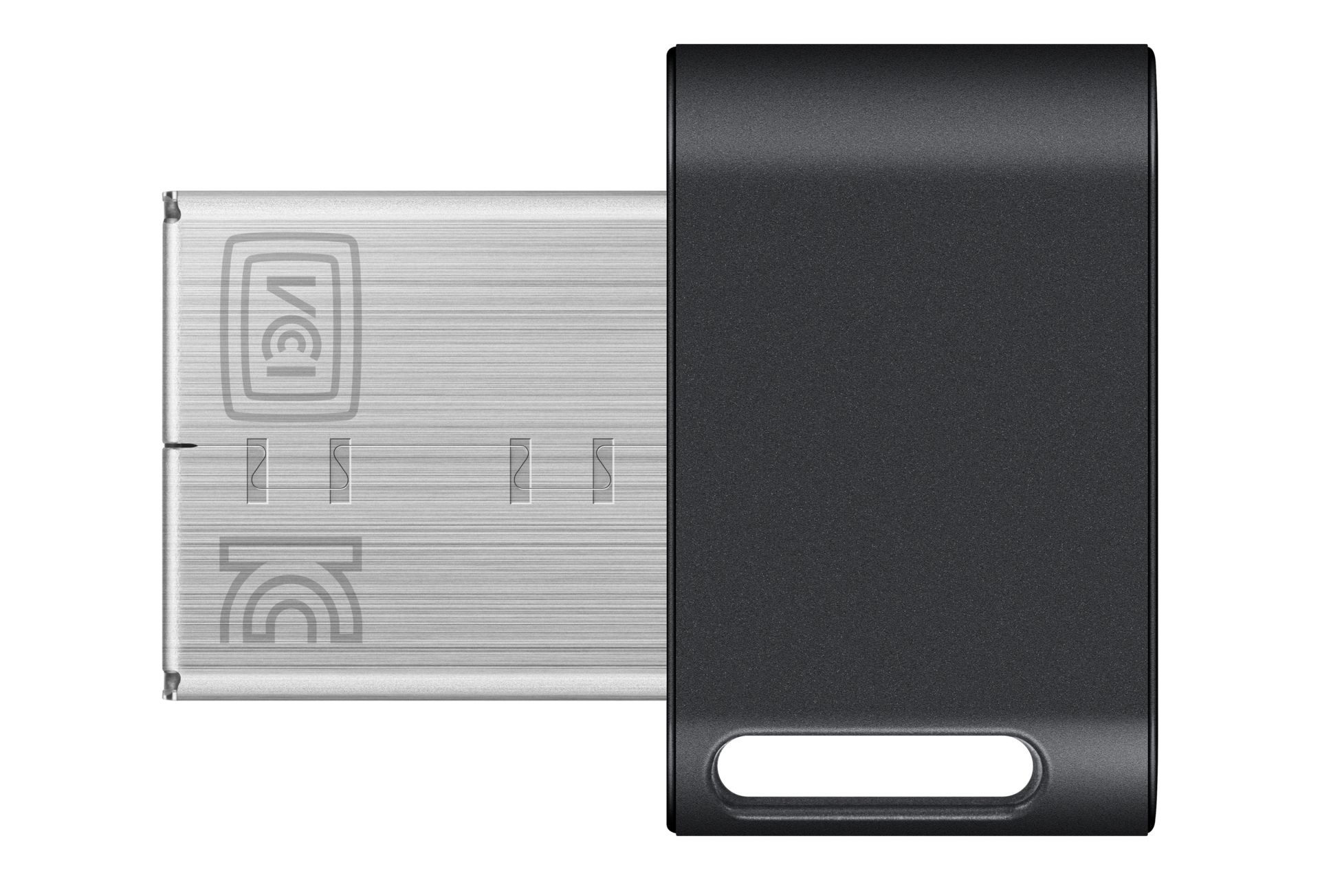 Black USB drive with a silver connector. The drive is on a white background.