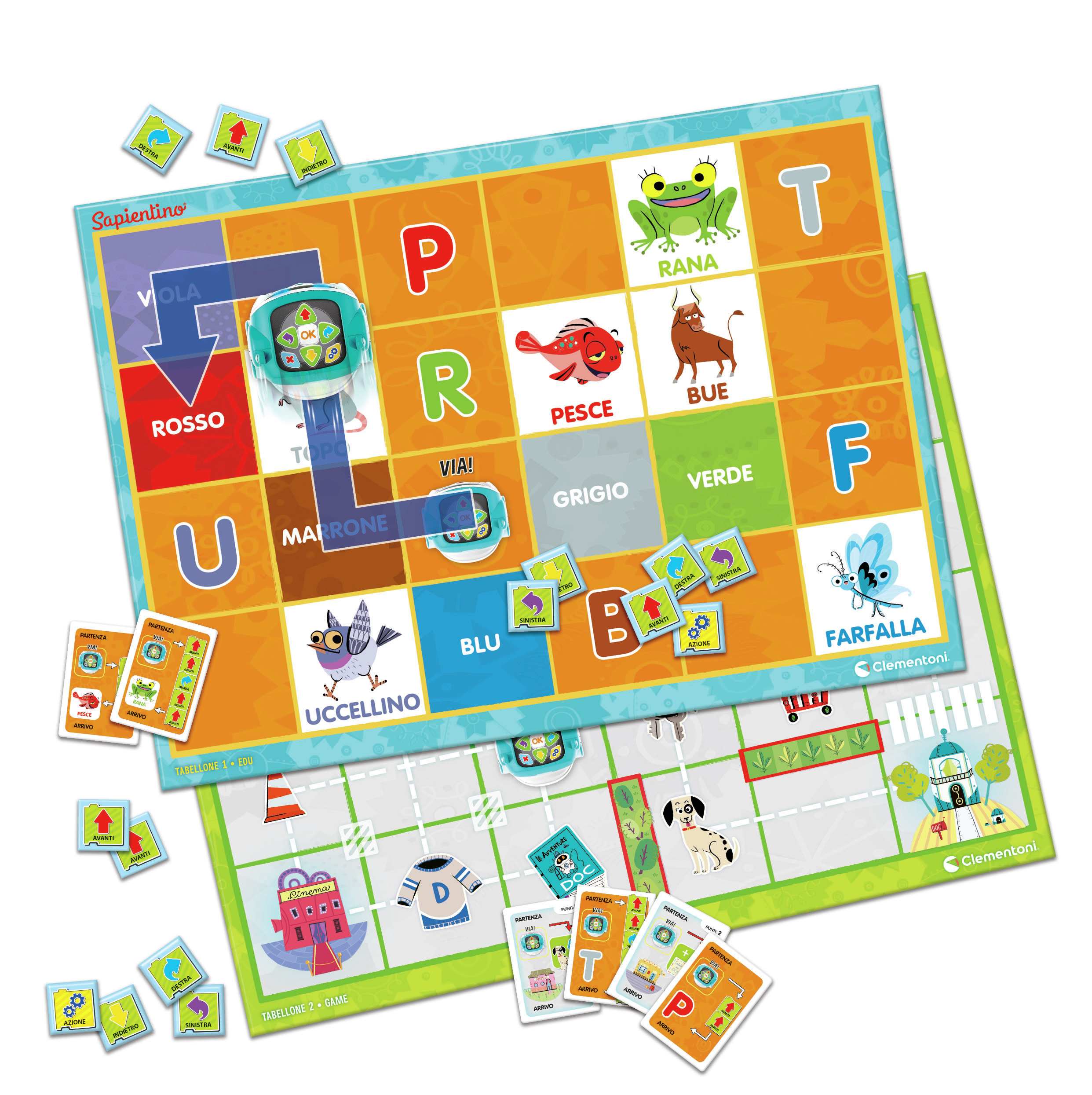 Ein Lernspielbrett für Kinder mit Karten.