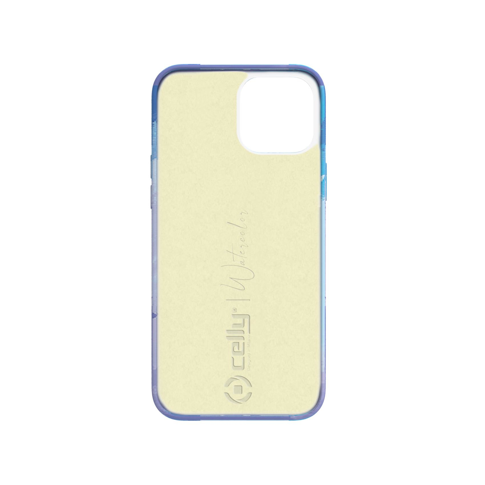 Custodia per telefono con interno color crema e cornice blu, con il nome 'celly' scritto sopra.