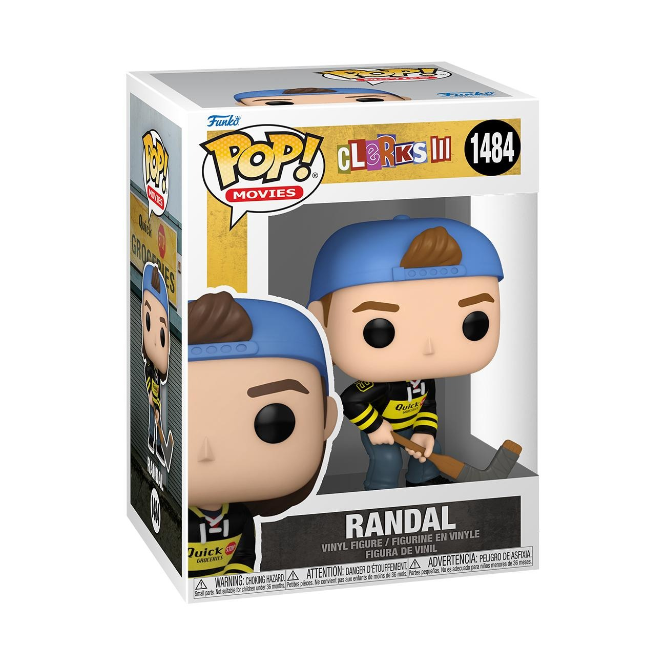 Figurka Funko Pop Randala z Clerks III, w pudełku.