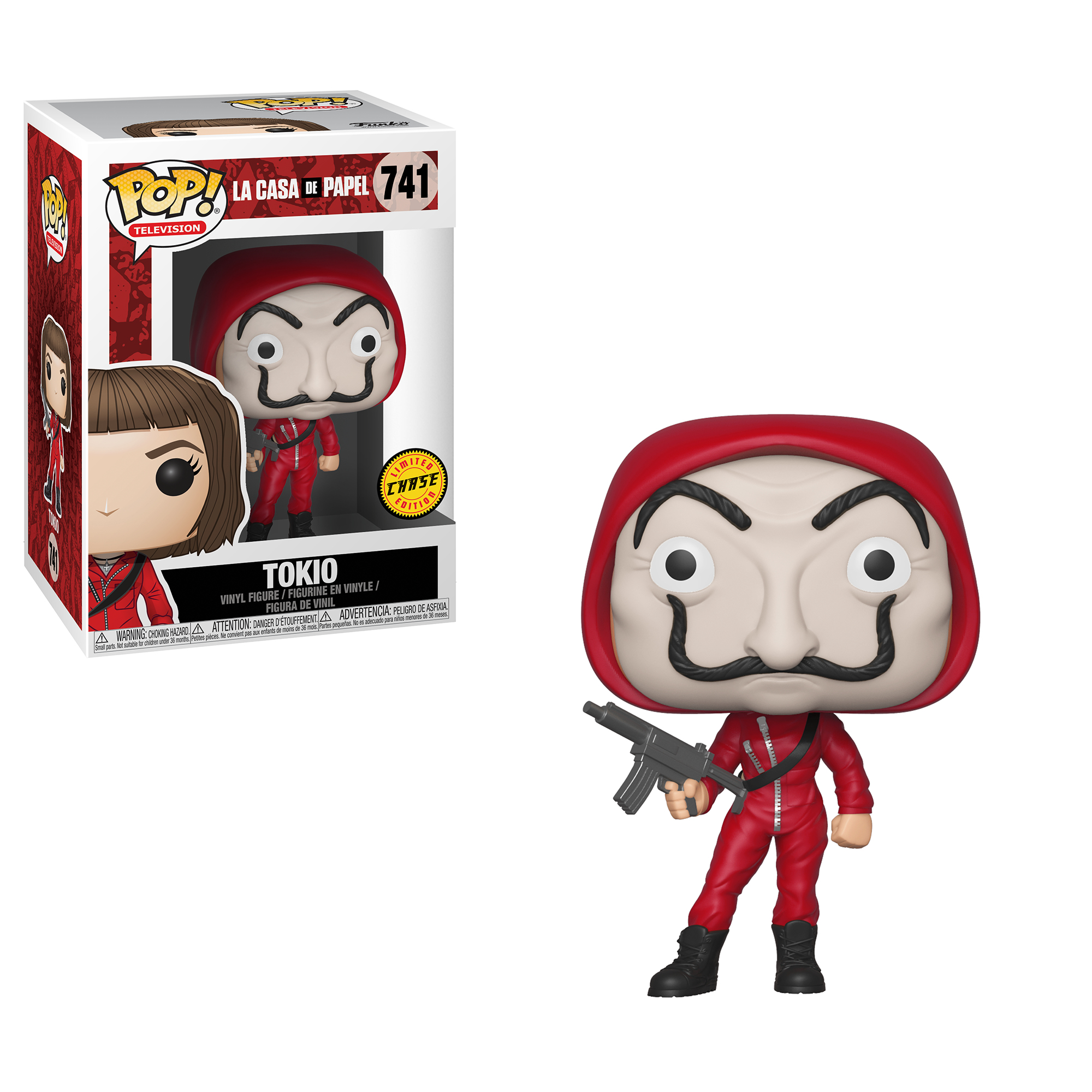 Funko Pop di Tokio da La Casa de Papel. Tuta rossa, maschera, pistola.